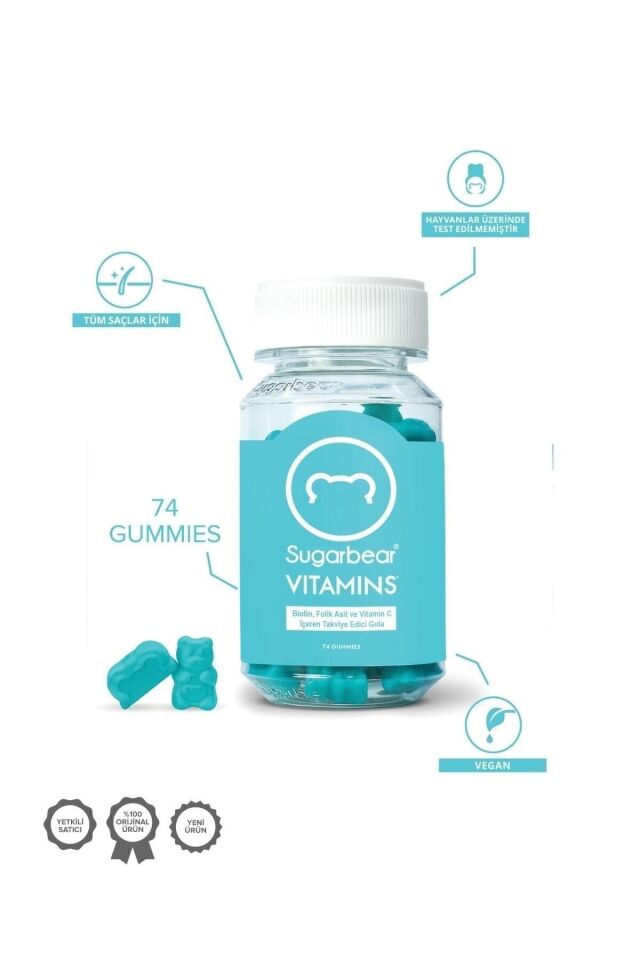 Sugar Bear Saç Vitamini 74 Adet Kapsül.