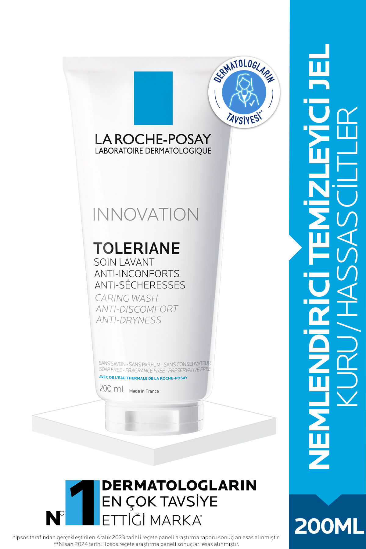 Toleriane Caring Wash Kuru ve Hassas Ciltler İçin Krem Formda Nemlendirici Temizleme Jeli 200 ml