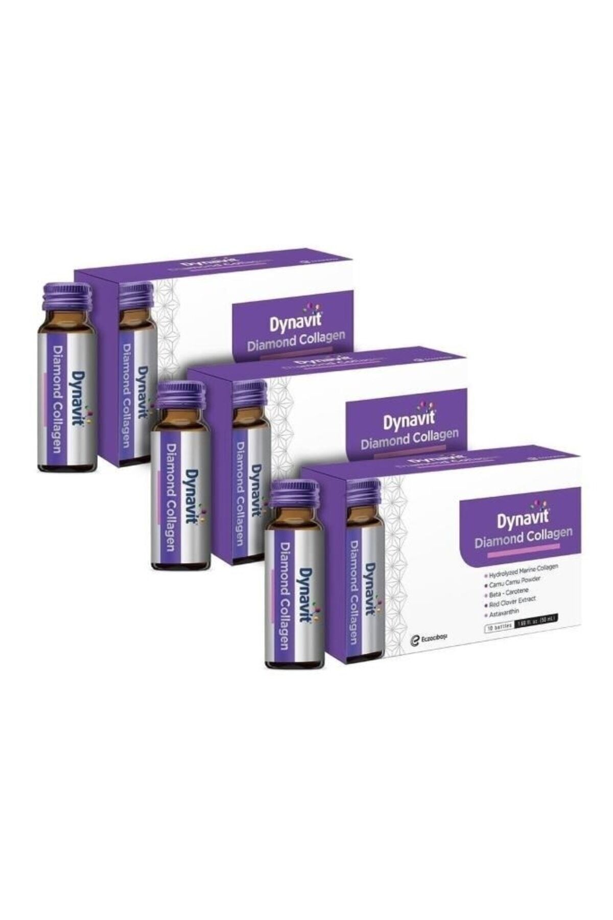 Diamond Collagen 50 ml 10 Şişe x3 Adet Üzüm Aromalı Hidrolize Peptit Tip 1 Balık Kolajeni