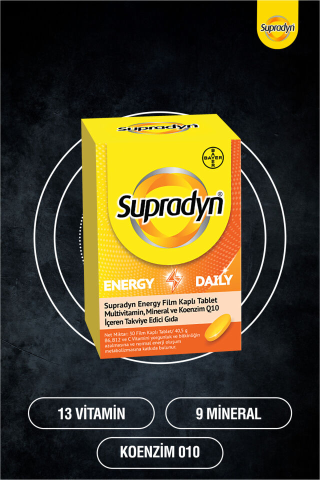 Energy Daily 30 Film Kaplı Tablet | Koenzim Q10, Multivitamin ve Mineral