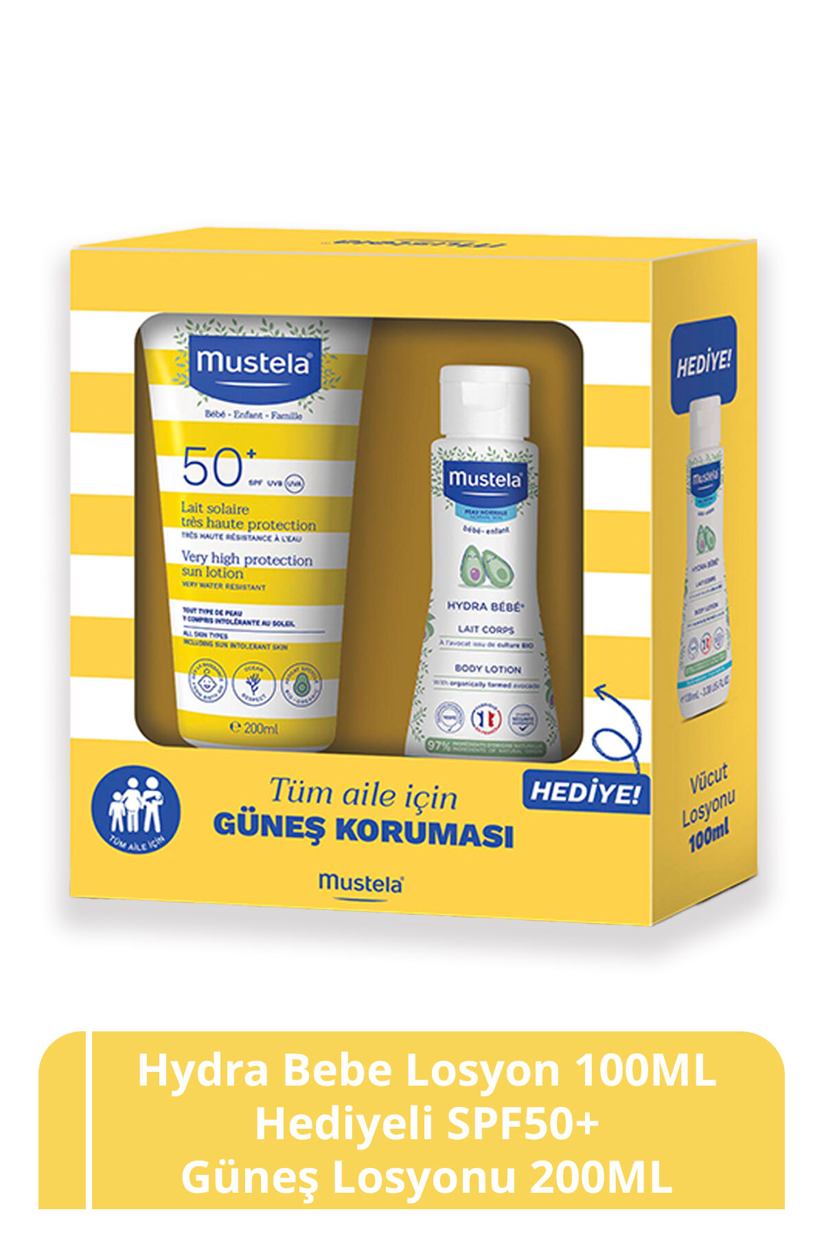 MUSTELA GUNES Losyonu SPF50 200 ml   Mustela Hydra Bebe 100 ml