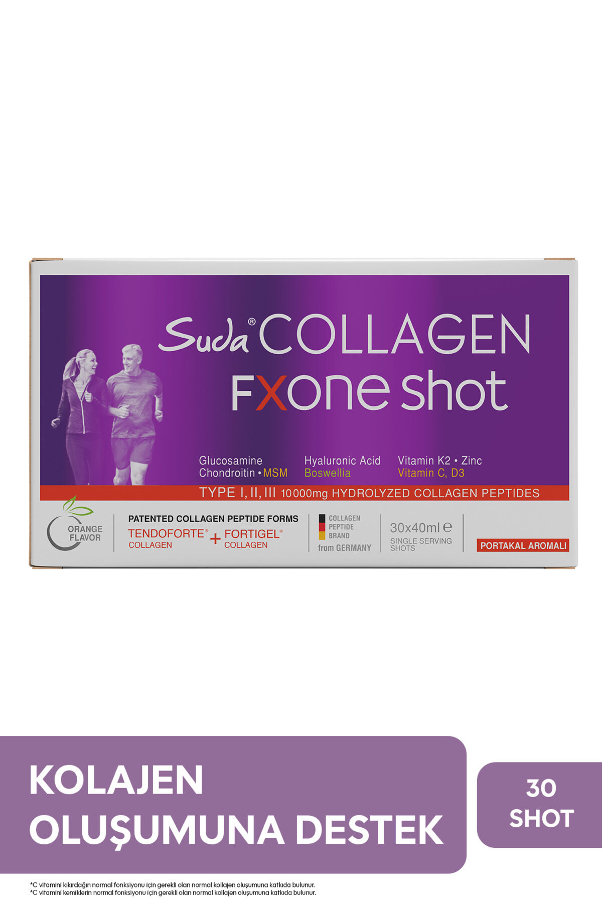 FXONE Hidrolize Kolajen,Glukozamin,Vitamin C,MSM,Boswella,Eklem- Kemik Portakal Aromalı 30Shot