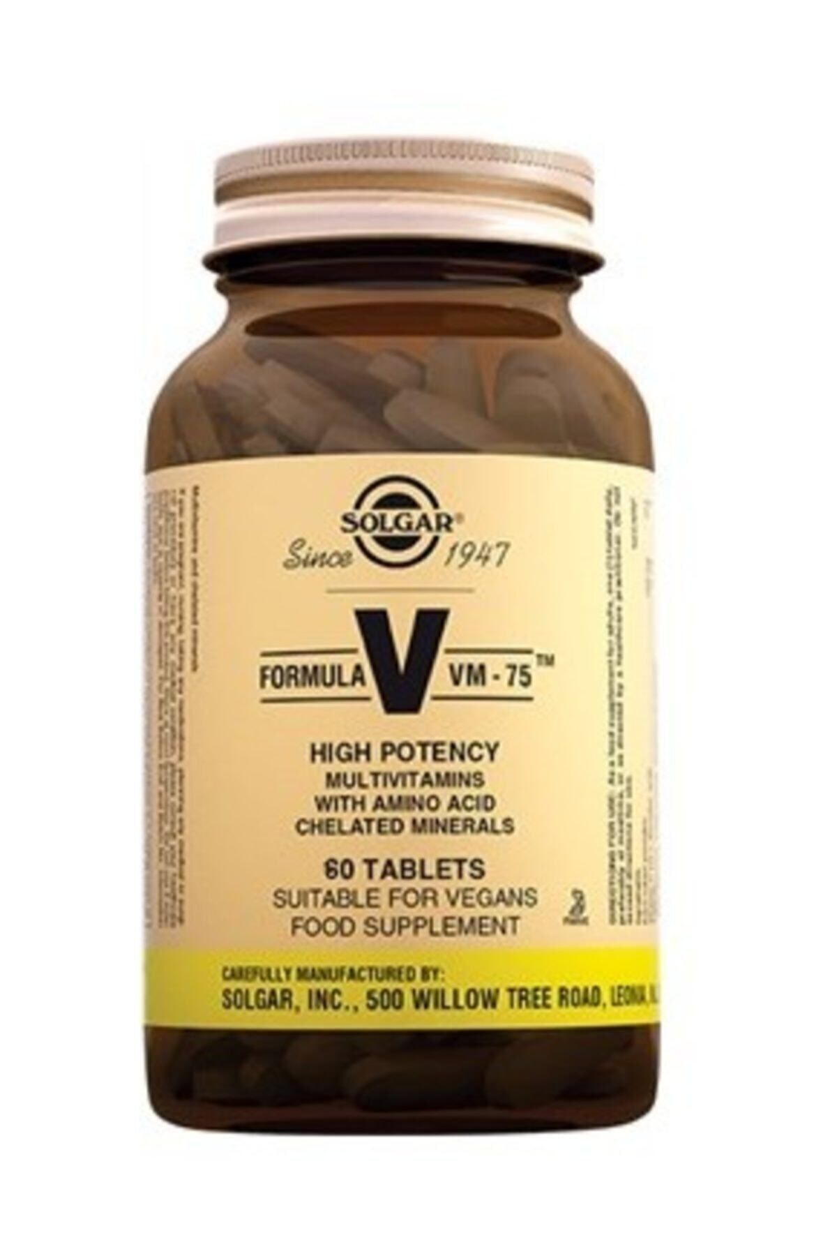 SOLGAR VM 75 MULTIVITAMIN MINERAL TABLET 60 TABLETLIK AMBALAJ