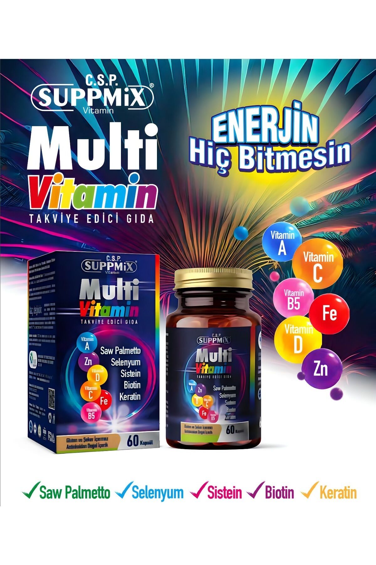 Saw Palmetto Çinko Selenyum Multivitamin 60 Tablet