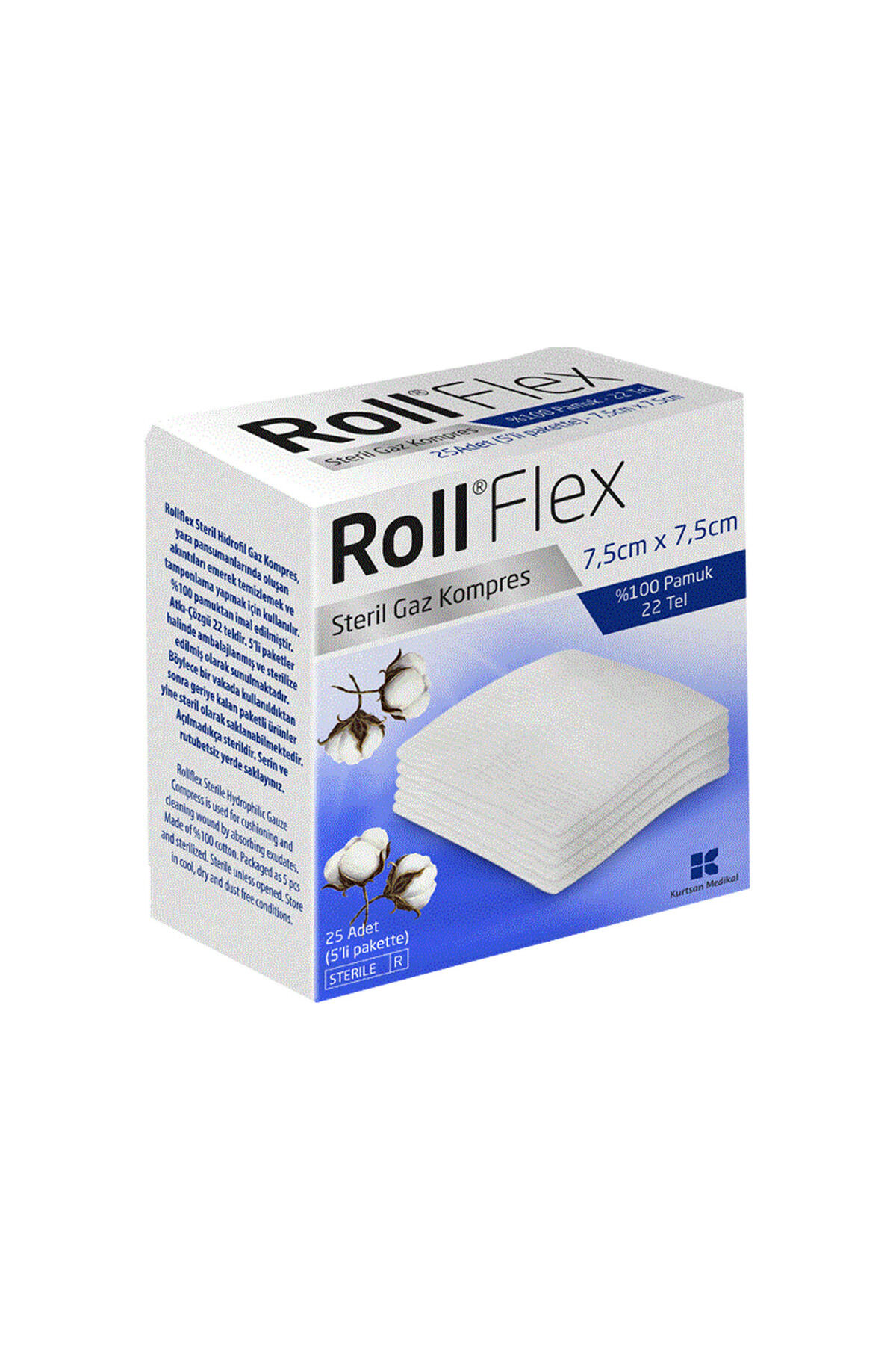 ROLL FLEX GAZ KOMPRES STERIL 7,5 CM X 7,5 CM 25 ADET