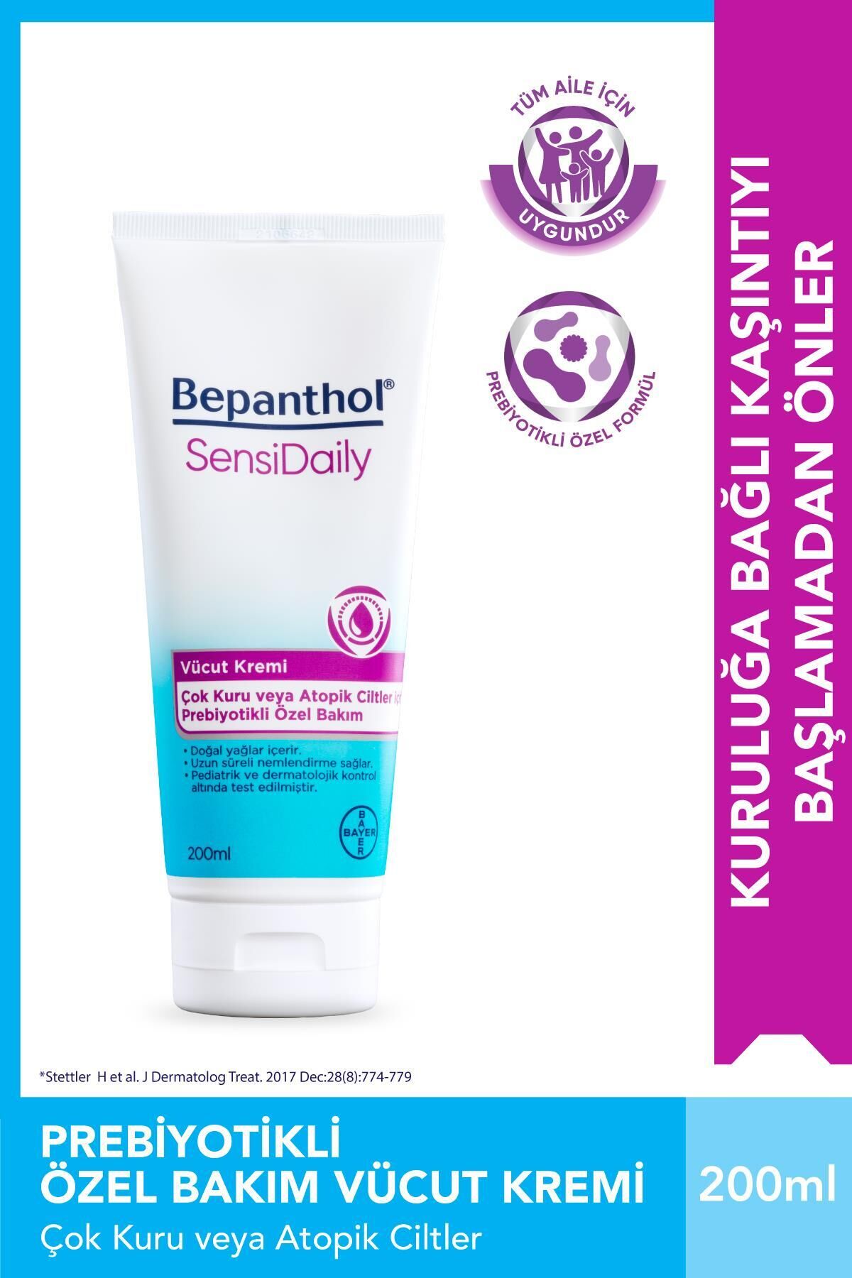Sensidaily 200 ml Günlük Vücut Bakım Kremi - Çok Kuru ve Atopik Ciltler, Günlük Yoğun Nemlendirici