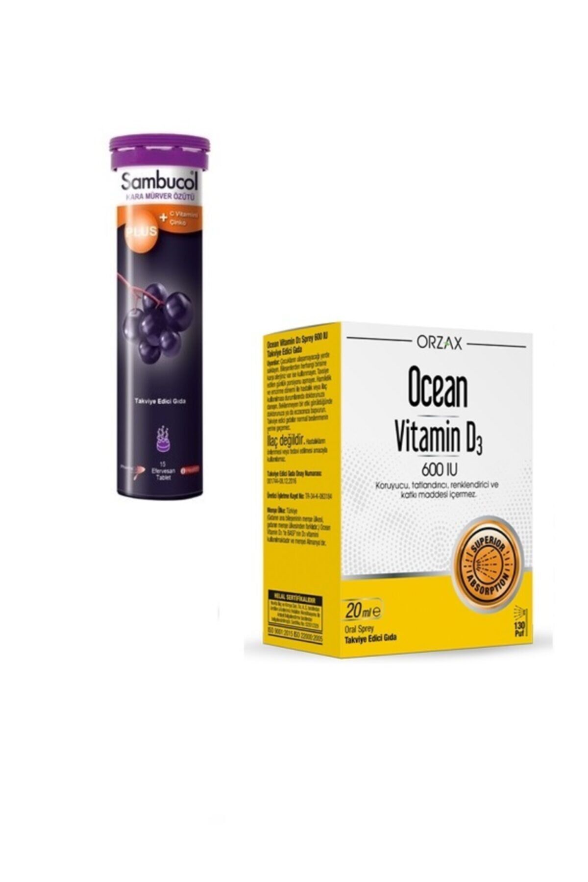 Sambucol Plus Kara Mürver + C Vitamini Çinko 15 Tablet + Vitamin D3 600 Iu 20 Ml