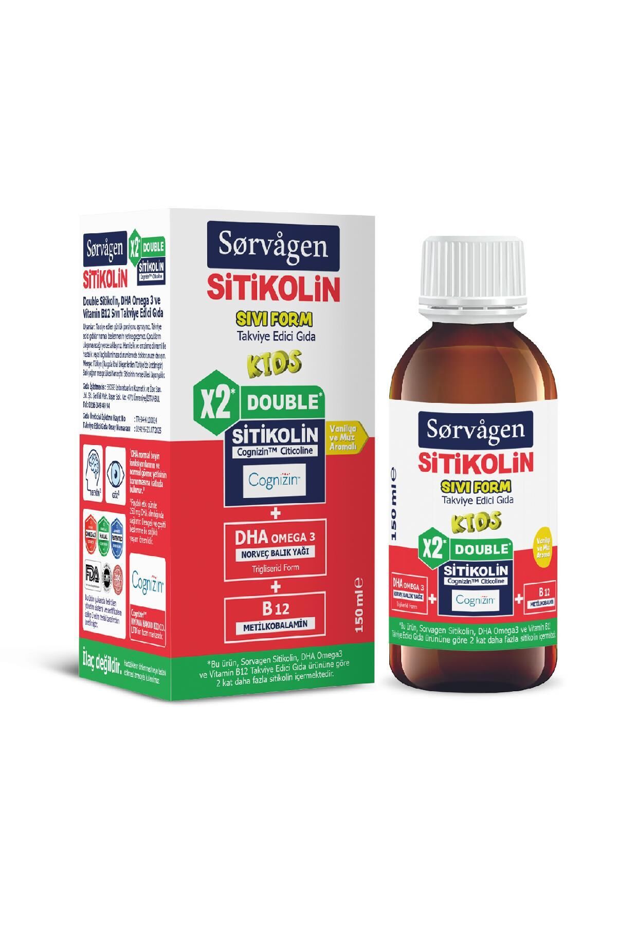 DOUBLE SİTİKOLİN SIVI FORM_ SİTİKOLİN (250 mg), DHA OMEGA 3 VE B12 (150 ml)