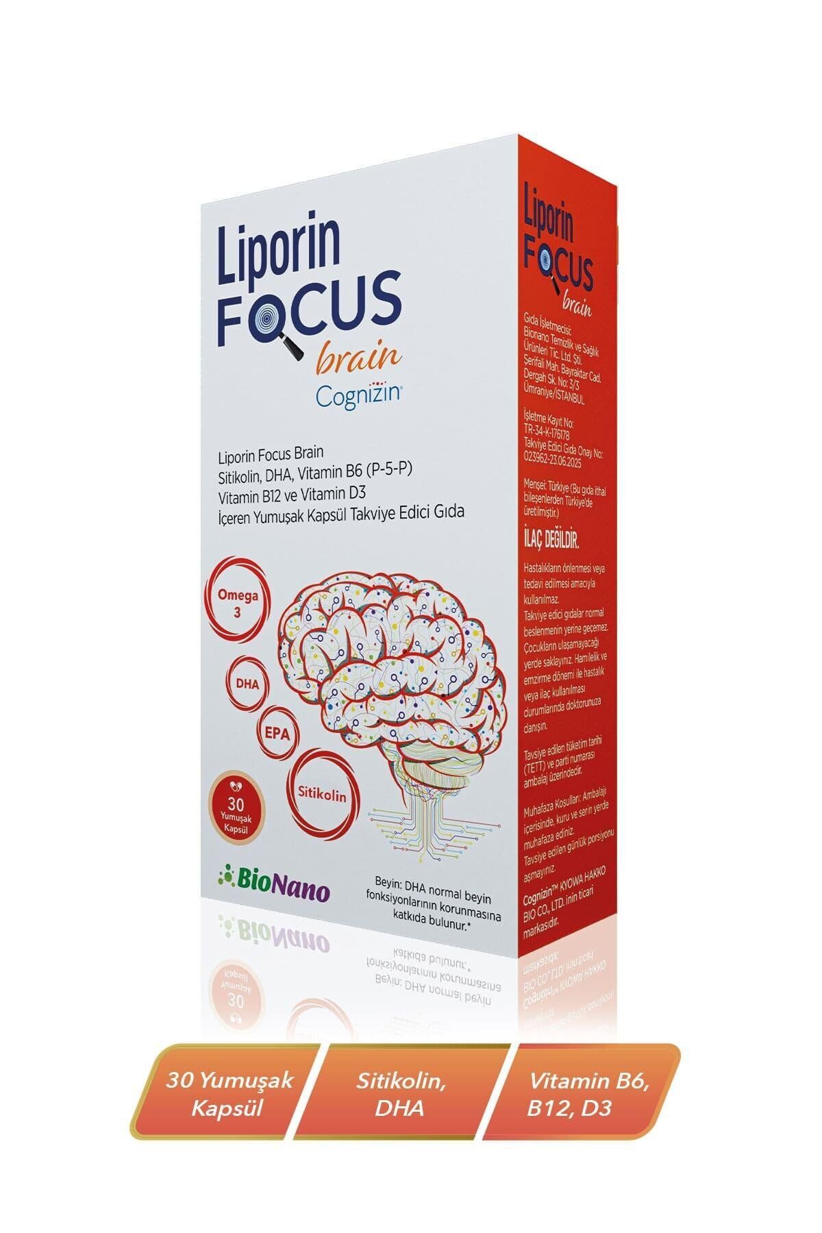 LIPORIN FOCUS BRAIN COGNIZIN SITIKOLIN, OMEGA 3, DHA 30 KAPSUL