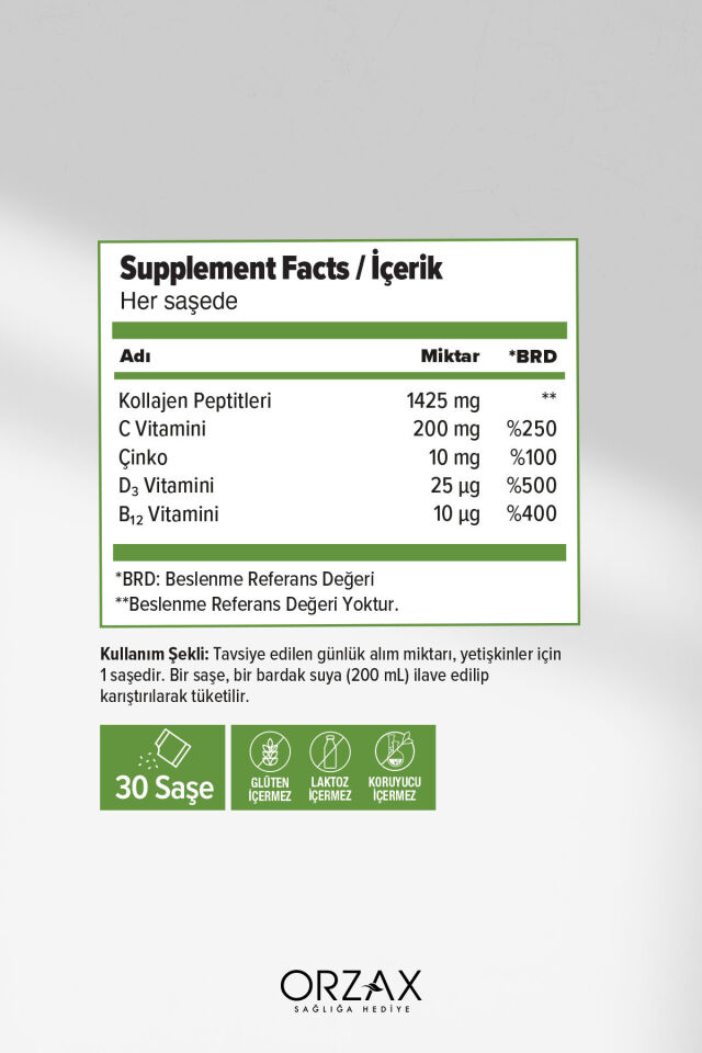 The Collagen Green Up Booster 30 Saşe - Yeşil Elma Aromalı