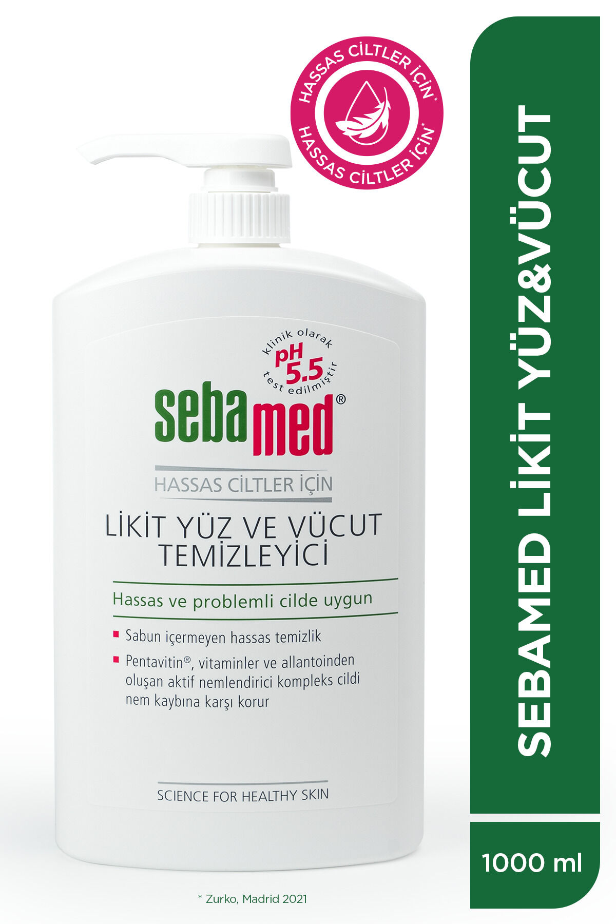 Yüz ve Vücut Temizleme Jeli 1000 ml Hassas Ciltler İçin Pentavitin Nemlendirici Likit pH 5.5