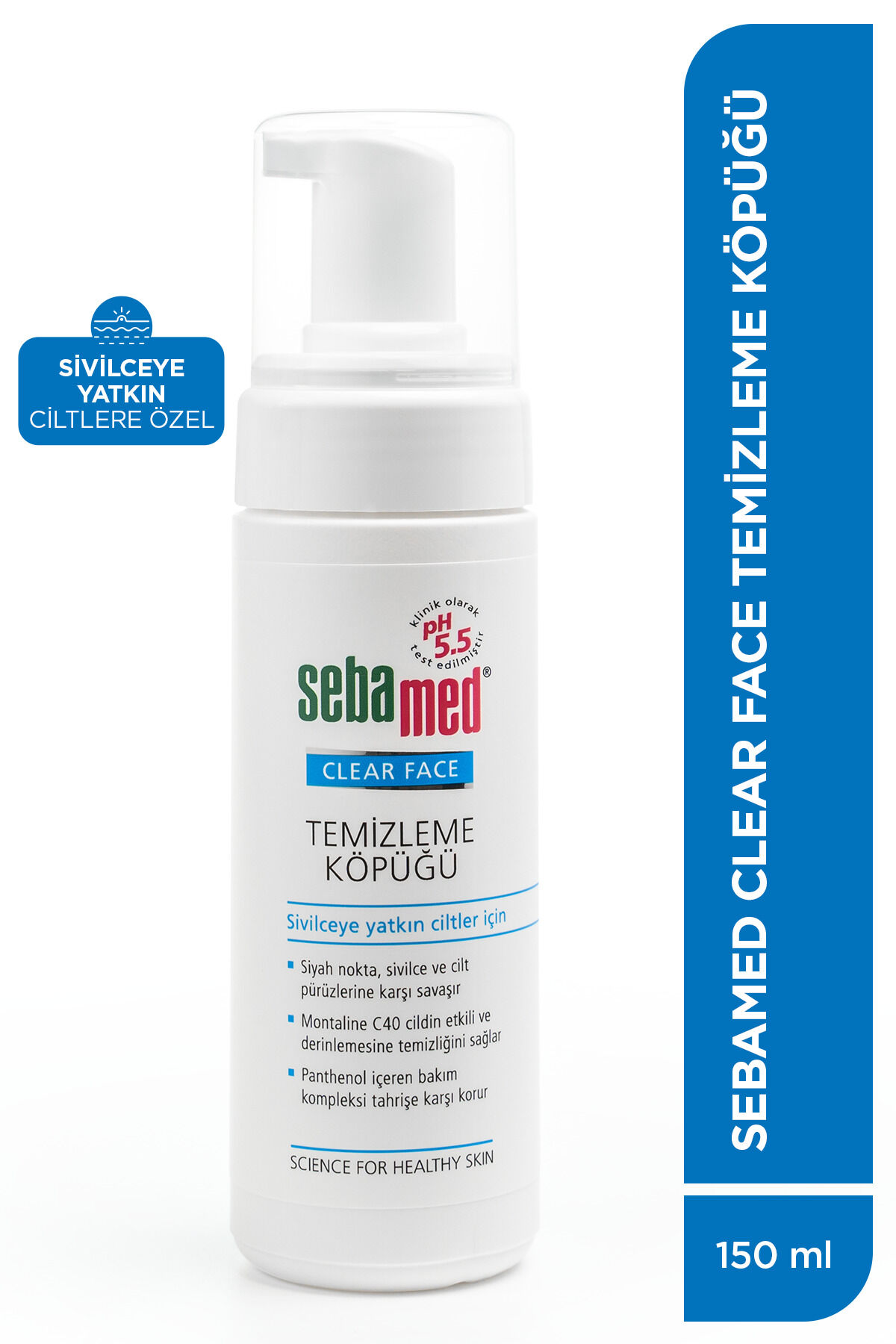 Clear Face Temizleme Köpüğü 150 ml Akne Eğilimli Ciltler İçin Siyah Nokta Karşıtı