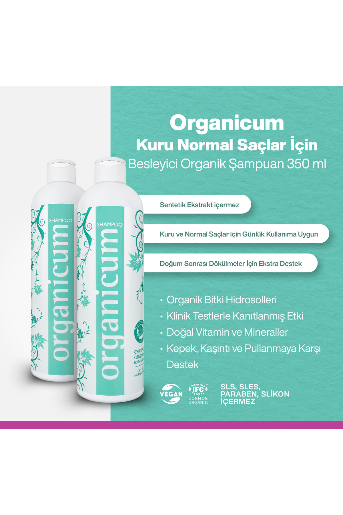 Kuru Normal Saçlar Için Besleyici Organik Şampuan 350 ml