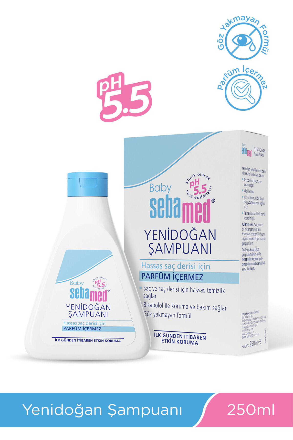 Yenidoğan Bebek Şampuanı 250 ml pH 5.5 Bisabolol İçerikli Göz Yakmayan Hassas Koruyucu