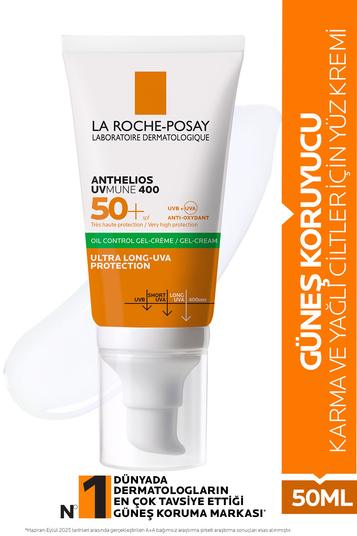Anthelios Oil Control Gel Cream Yağlı/ Karma Cilt Tipleri için Güneş Koruyucu Yüz Kremi SPF50+ 50 ml
