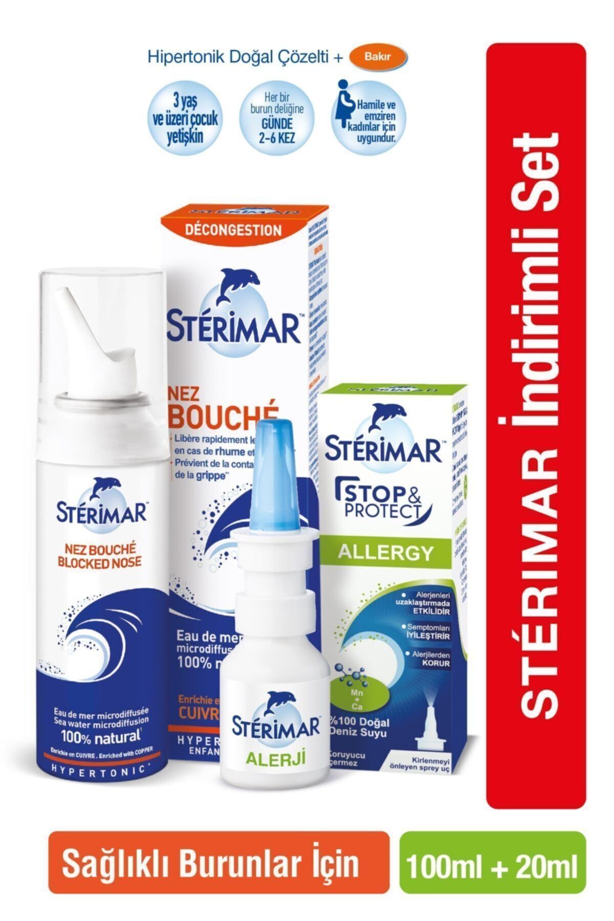 STERİMAR HİPERTONİK BURUN SPREYİ 100ML STERIMAR STOP&PROTECT ALERJİ BURUN SPREYİ 20ML