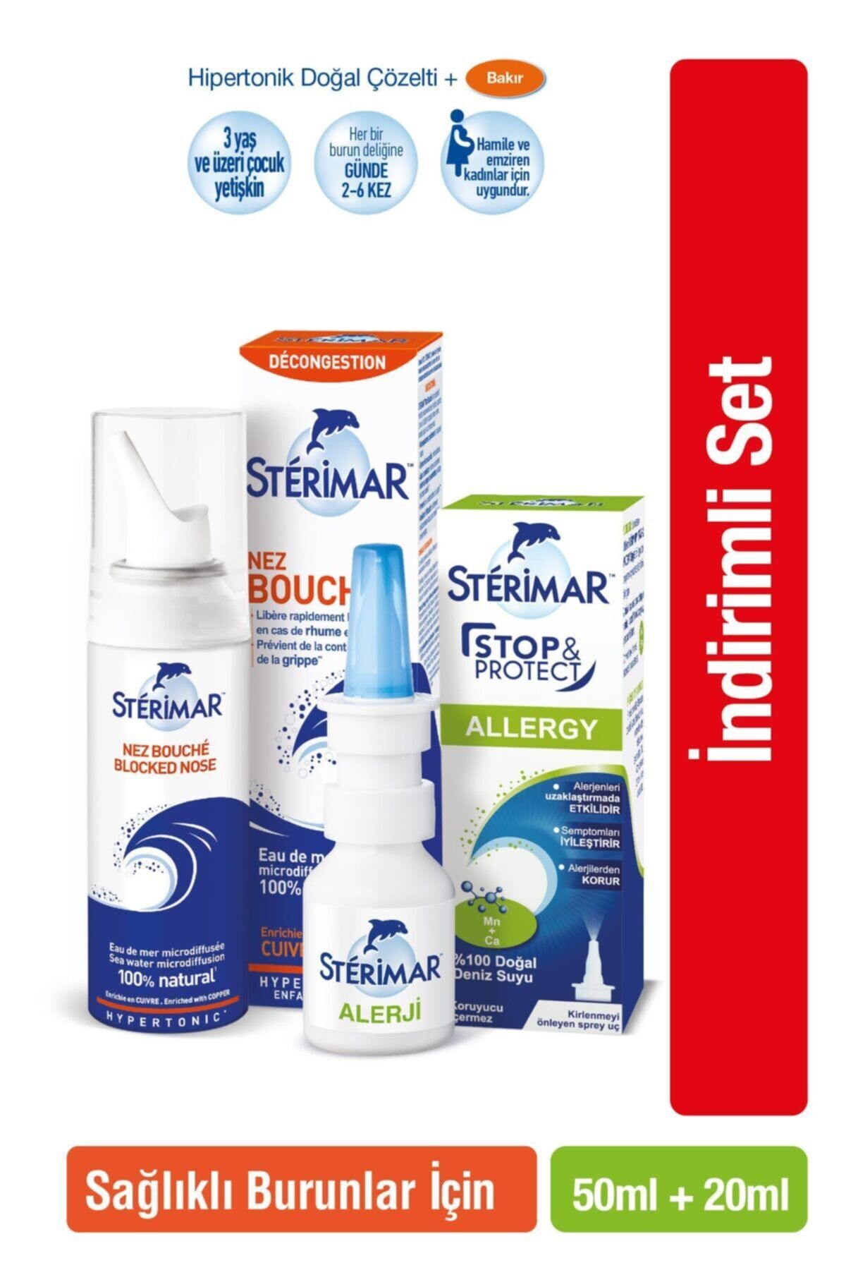 STERİMAR HİPERTONİK BURUN SPREYİ 50ML STERIMAR STOP&PROTECT ALERJİ BURUN SPREYİ 20ML
