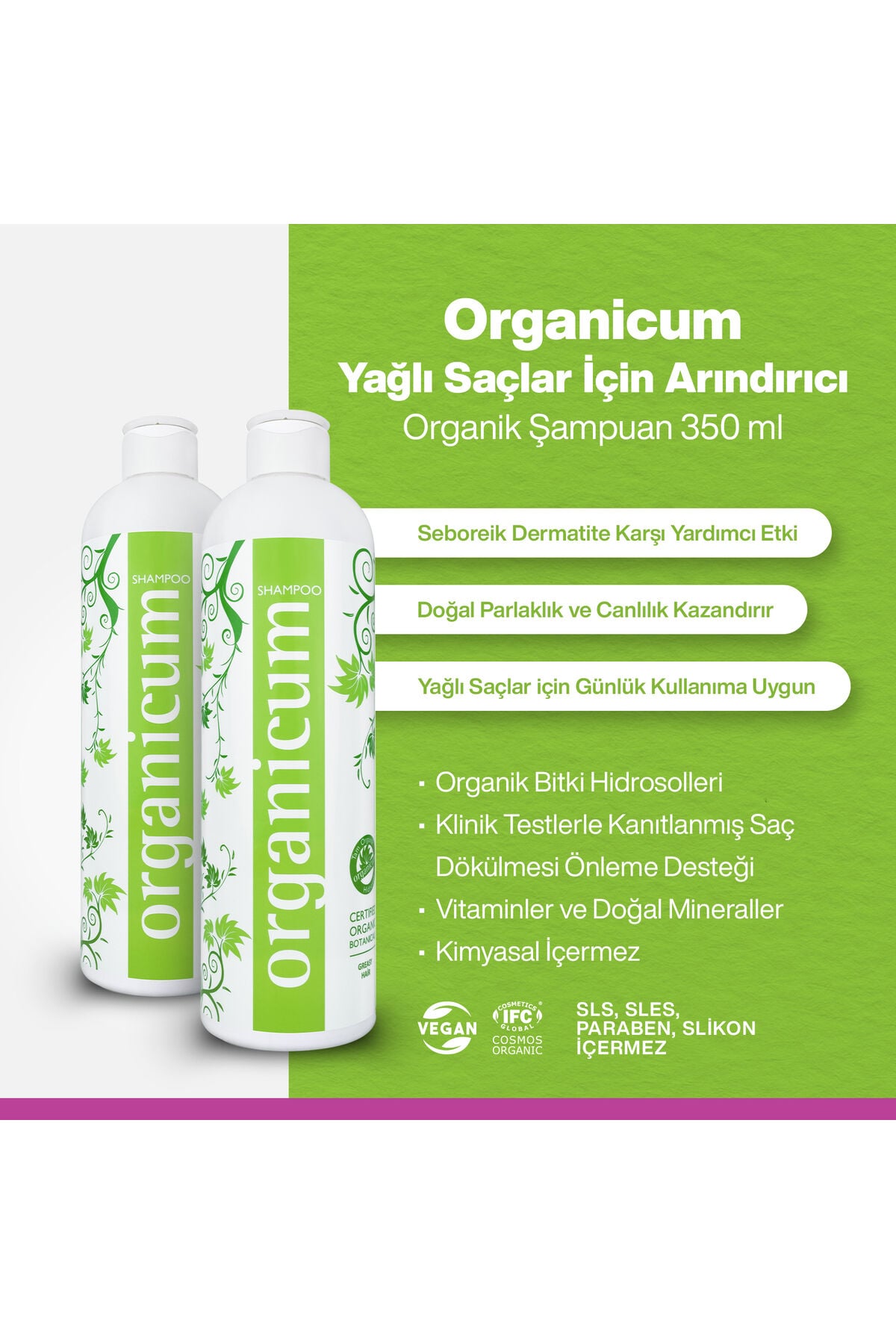 Yağlı Saçlar Için Arındırıcı Organik Şampuan 350 Mll