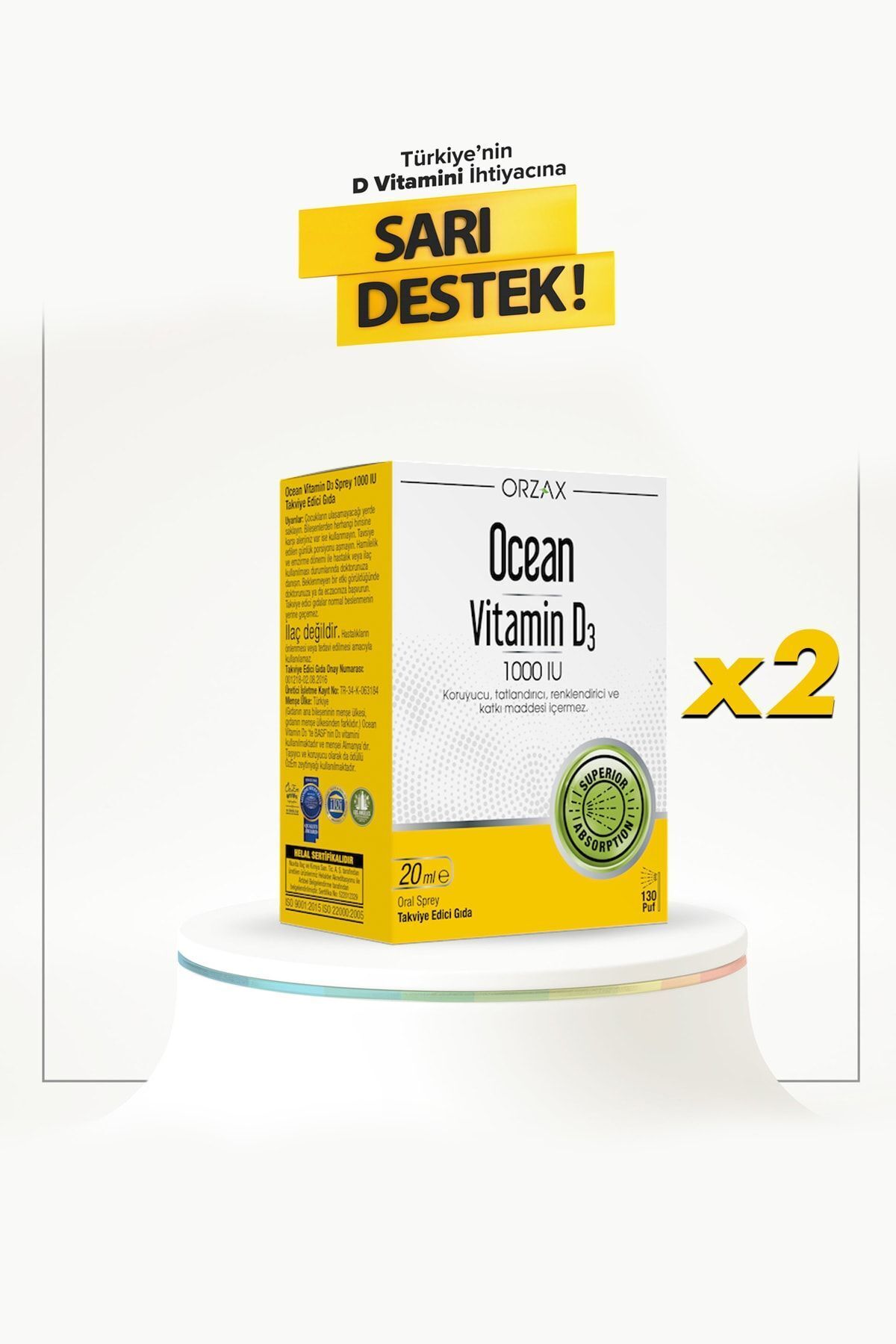 Vitamin D3 1000 Iu 20 Ml Sprey 2 Adet