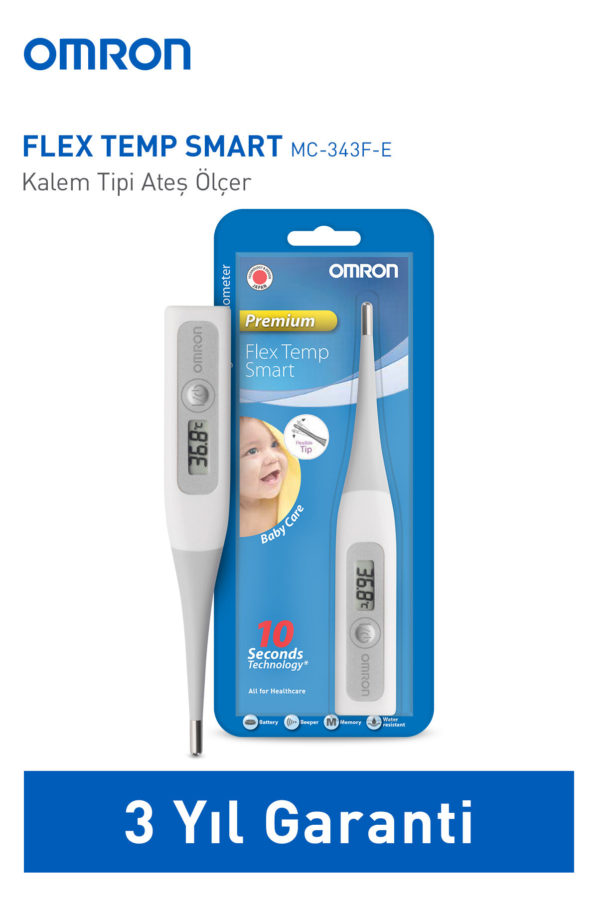 OMRON FLEX TEMP SMART KALEM TİPİ ATEŞ ÖLÇER (MC-343F-E4)