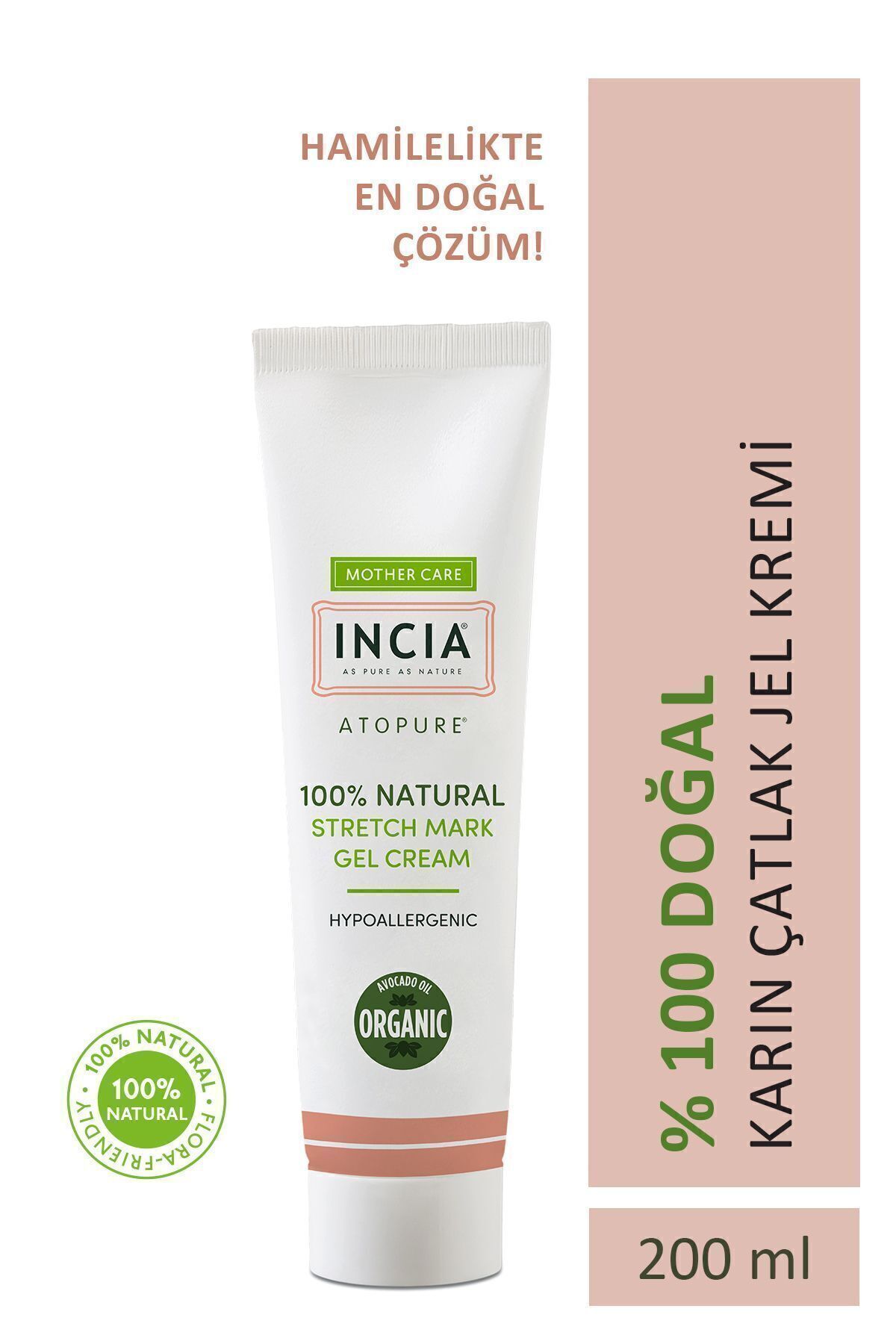 %100 Doğal Karın Çatlak Jel Kremi Çatlak Önleyici Organik Avokado Yağı Hamilelikte 200 ml