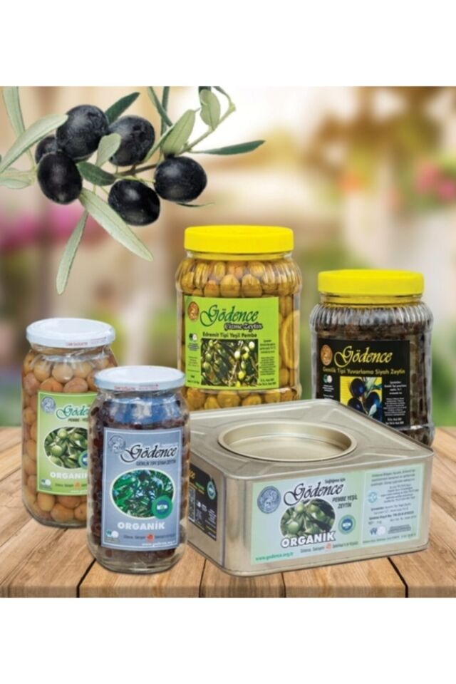 Gödence Koop. Domat Tipi Yeşil Çizik Zeytin Cam Kavanoz 700 gr