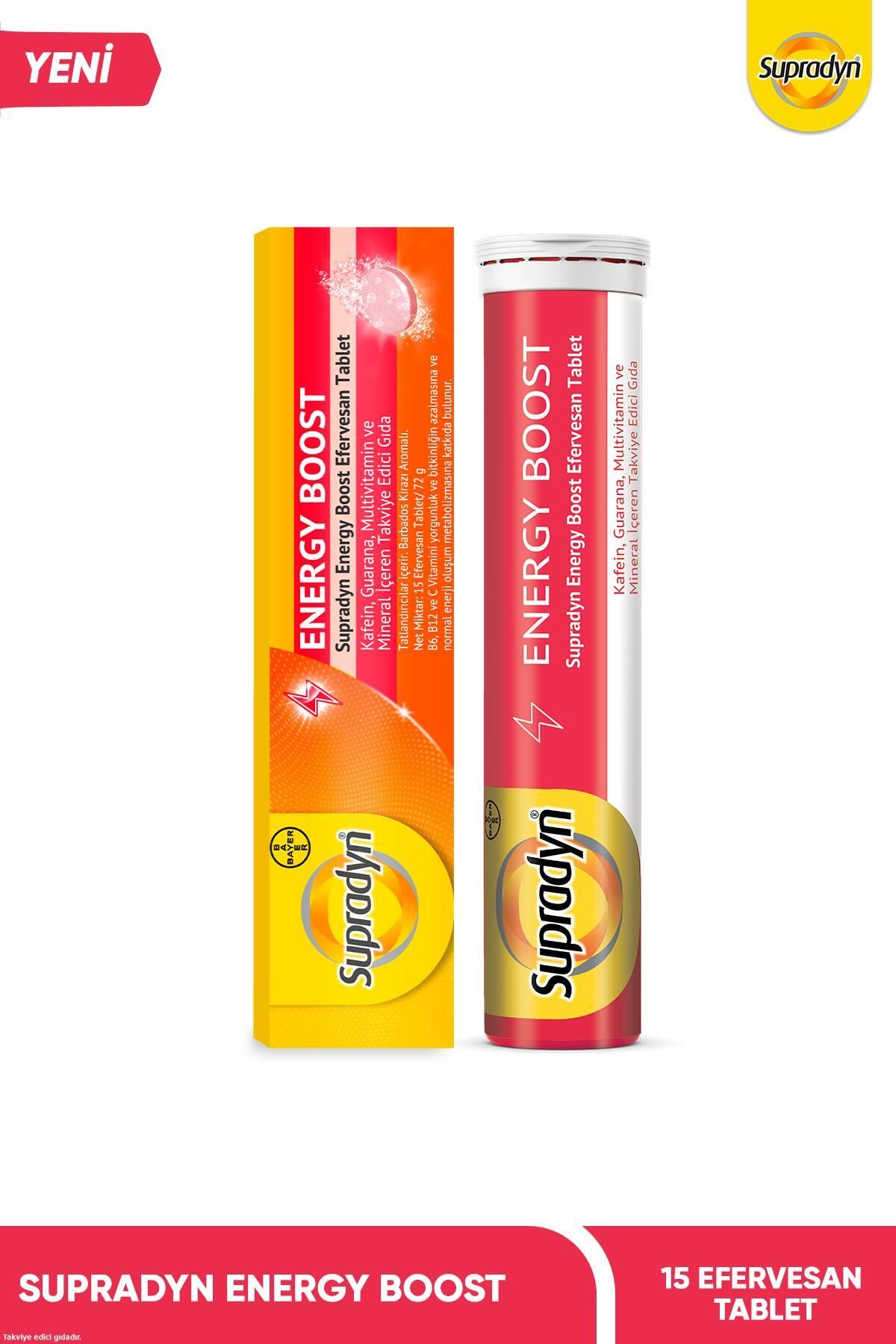 Energy Boost Efervesan Tablet Kafein, Guarana,Multivitamin ve Mineral İçeren Takviye Edici Gıda