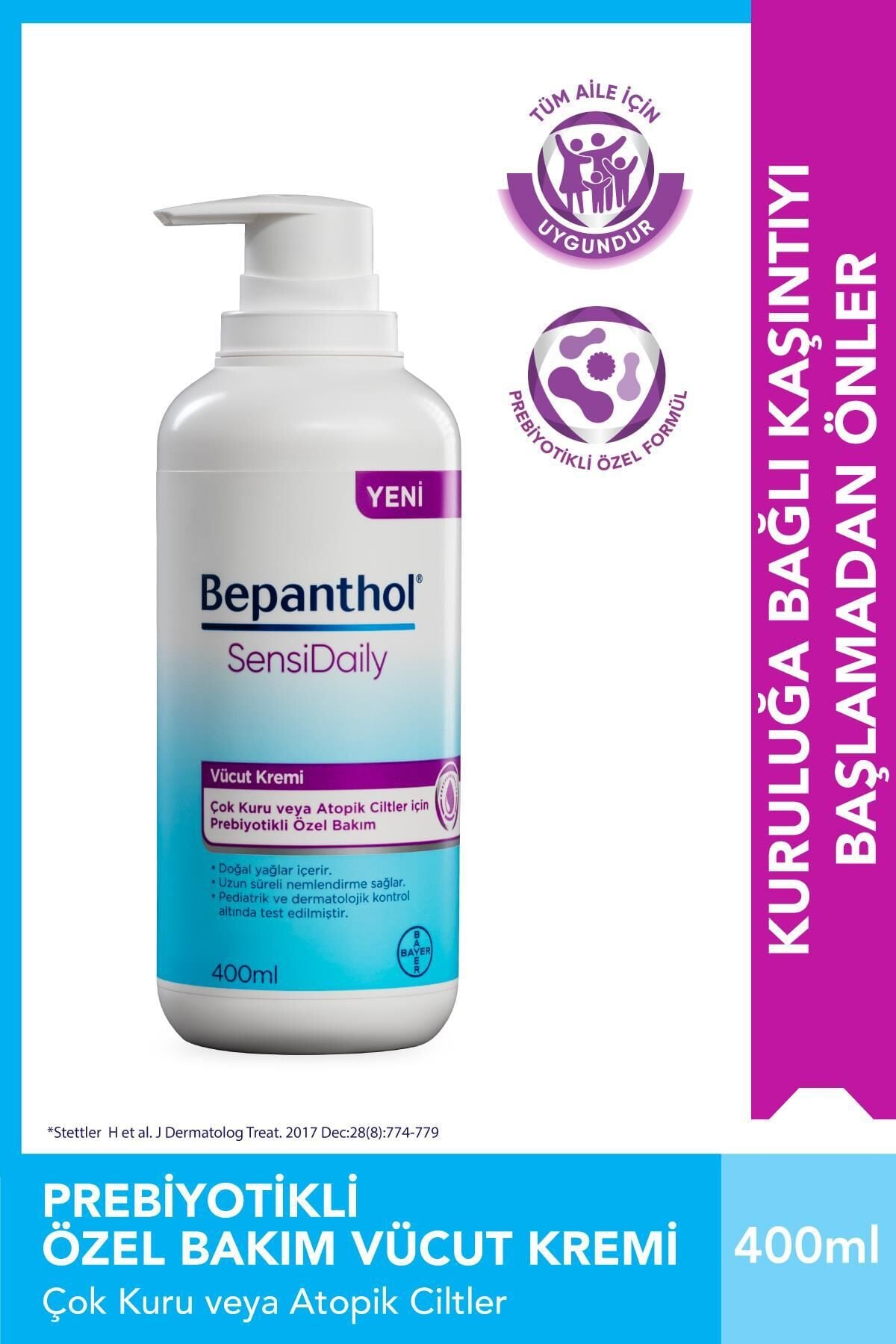 SensiDaily Vücut Kremi 400 ml Çok Kuru veya Atopik Ciltler İçin Prebiyotikli Özel Formül