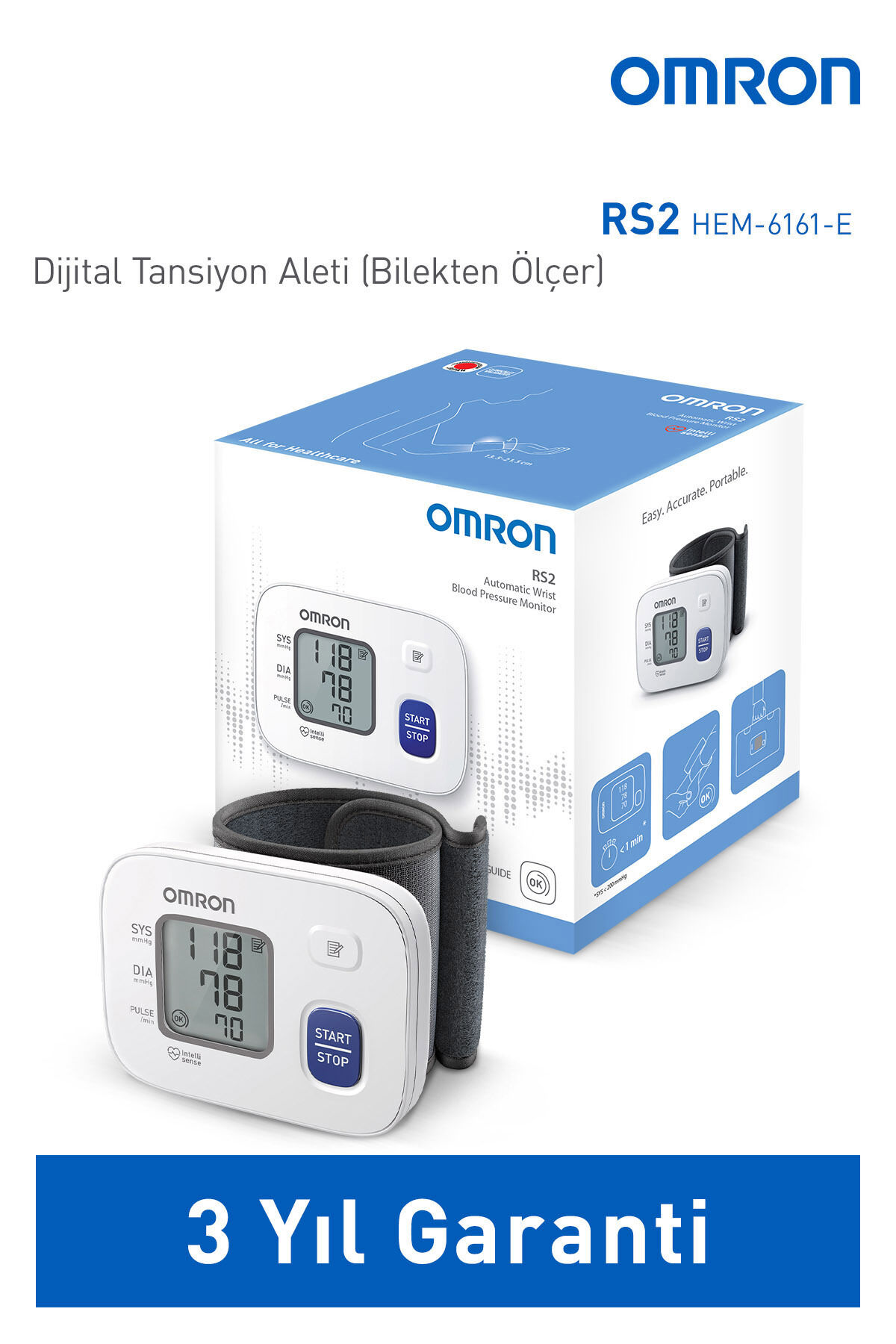 Rs2 30 Ölçüm Hafızalı Kolay Kullanım Bilekten Ölçer Pilli Tansiyon Aleti