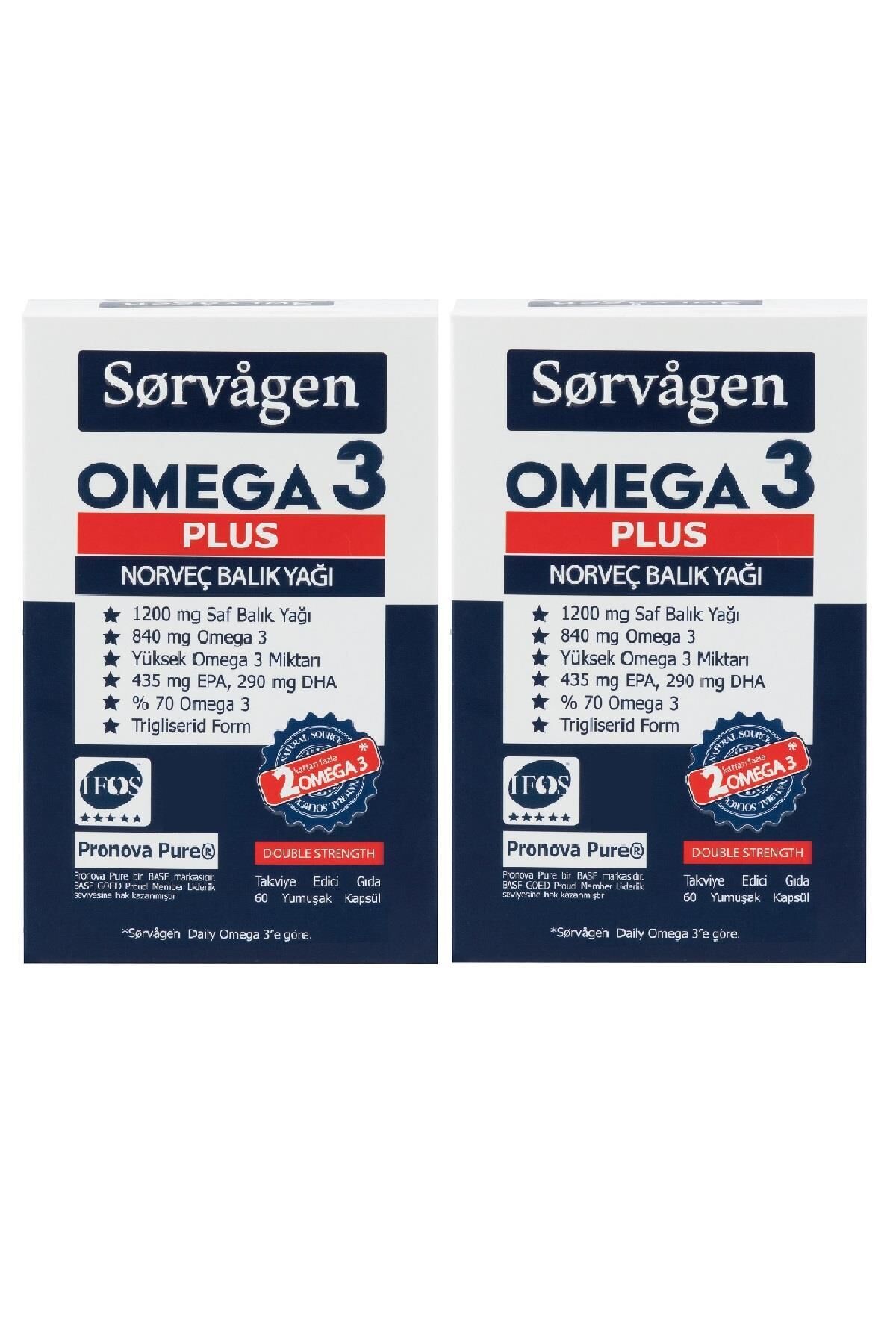 SORVAGEN OMEGA 3 PLUS NORVEÇ BALIK YAĞI 60 KAPSÜL X 2 ADET