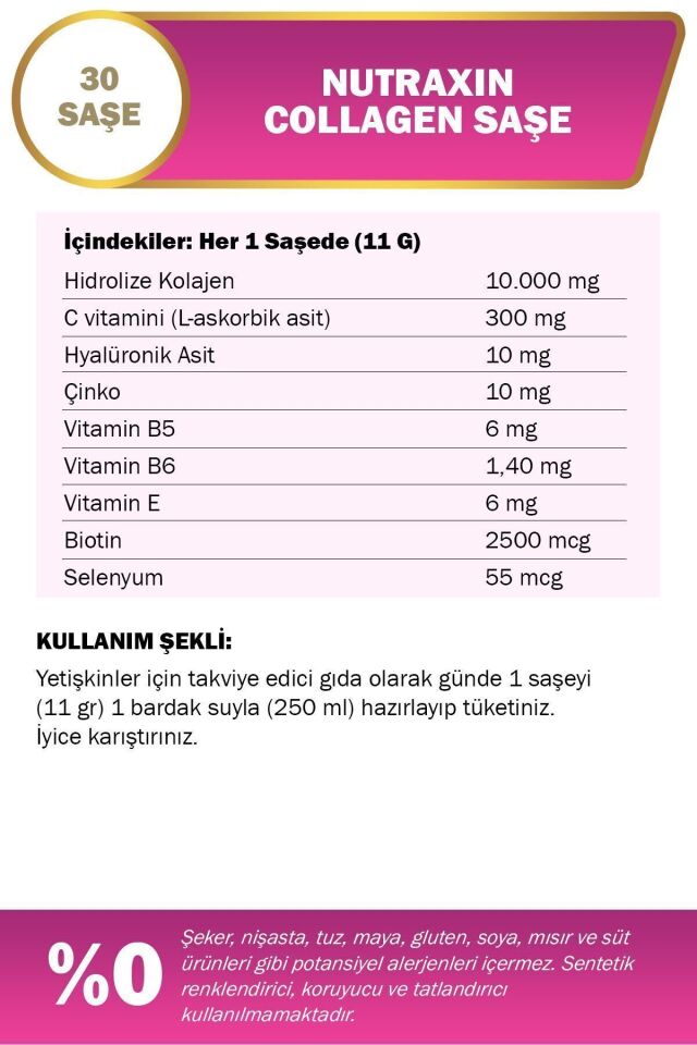 COLLAGEN 30 SAŞE 10.000 MG TİP 1 TİP 3 ANANAS AROMALI 2'Lİ