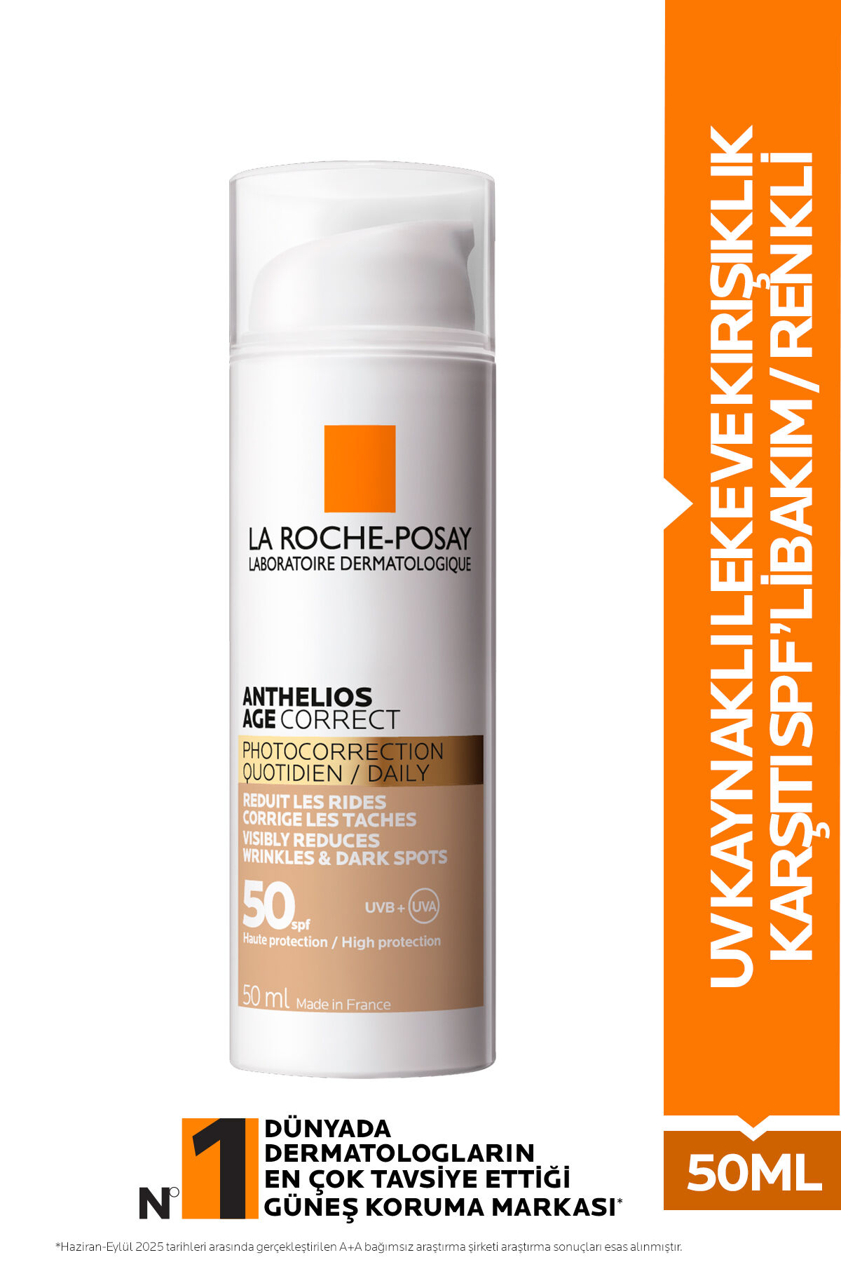 Anthelios Age Correct Günlük Renkli SPF50+ Leke & Kırışıklık Karşıtı Güneş Koruyucu Yüz Kremi 50 ml