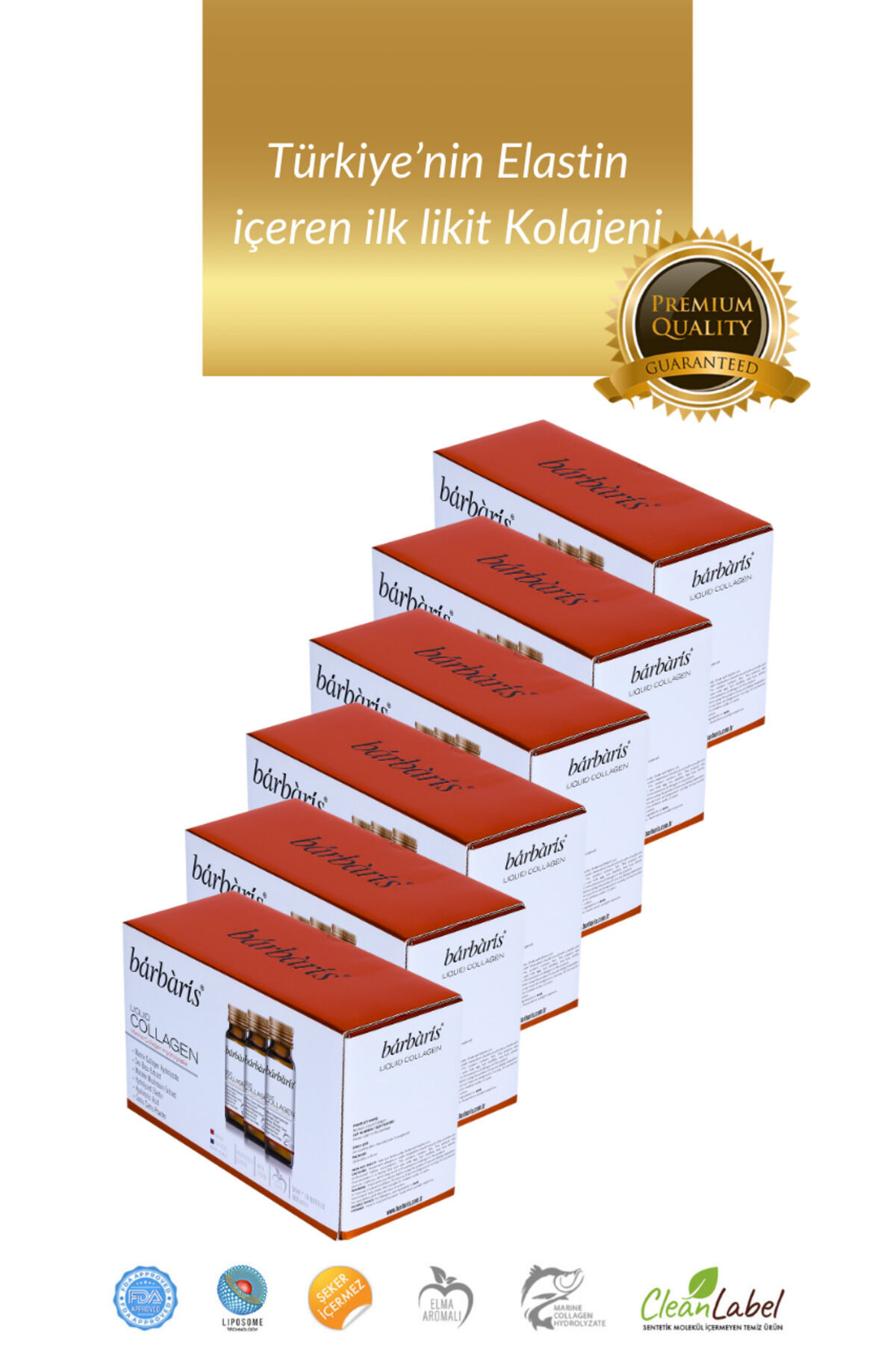 Liquid Collagen 10*50ml Tip1,tip3 %100 Saf Balık Kolajeni & Elastini Cilt Saç Tırnak 6'lı Paket