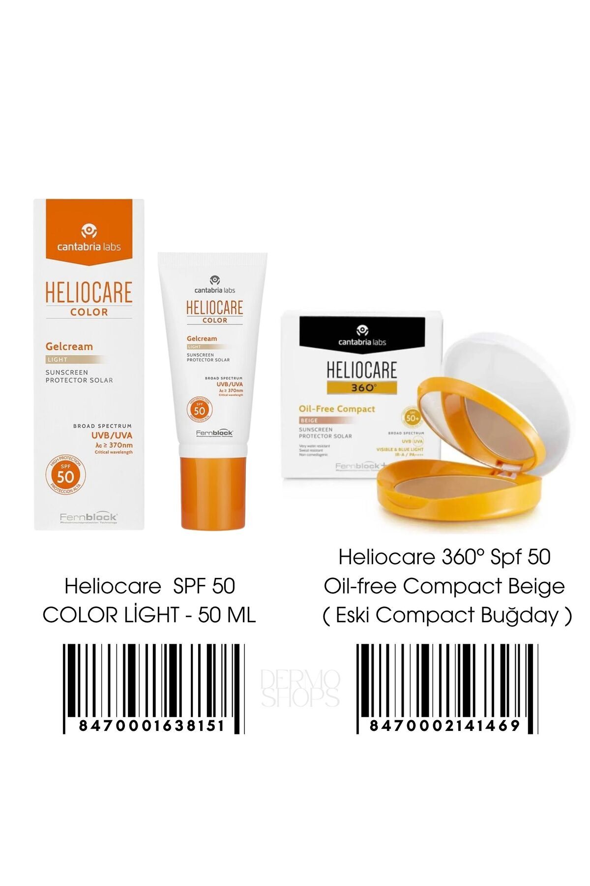 Spf 50 Oil Free Compact 10 gr Light ( Yeni Seri 360 Beige ) & Color Light Spf 50 Güneş Kremi 50 ml