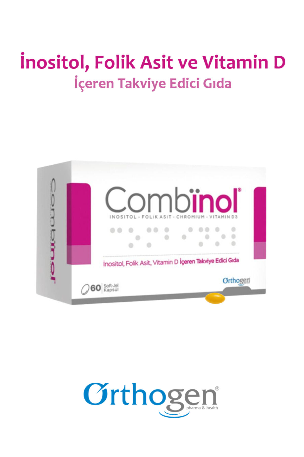 Combinol 60 Soft Jel Kapsül | İnositol, Folik Asit, Vitamin ve Mineral İçeren Takviye Edici Gıda