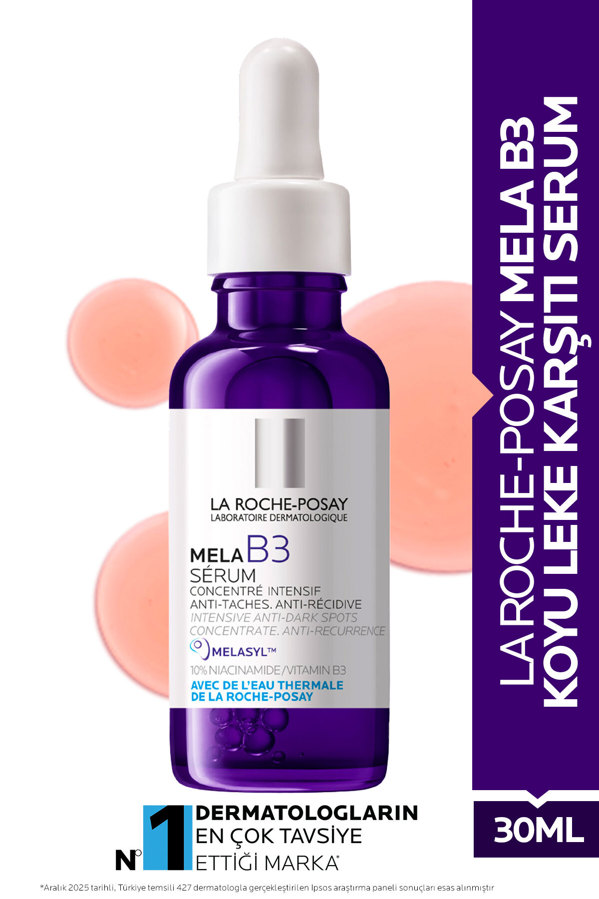MELA B3 Hassas Ciltler Dahil Tüm Cilt Tipleri İçin Melasyl İçeren Koyu Leke Karşıtı Serum 30 ml