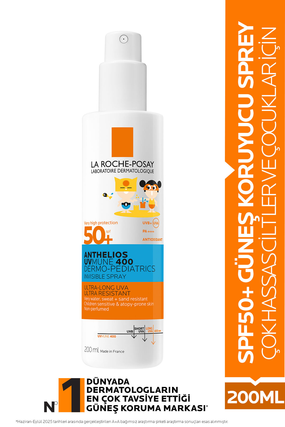 Anthelios Hassas Ciltler& Çocuklar İçin Dermo Pediatrics Güneş Koruyucu Invisible Sprey SPF50+ 200ml