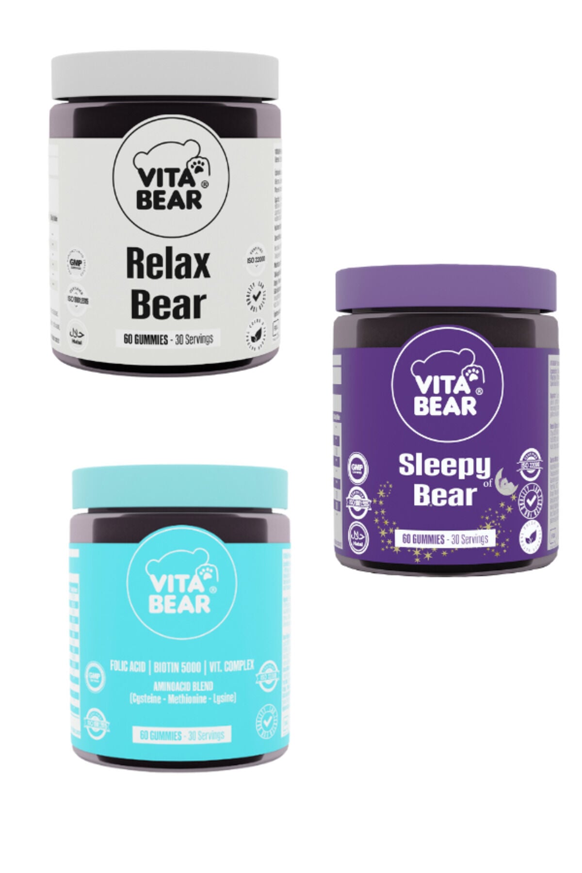 SLEEPY BEAR 60 GUMMY VE RELAX BEAR 60 GUMMY   STRONG HAIR 60 GUMMY