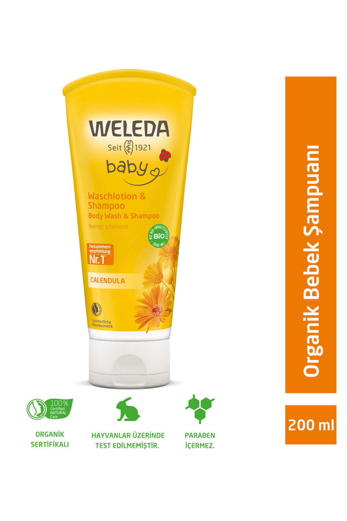 Calendula Organik Saç ve Vücut Şampuanı 200 ml