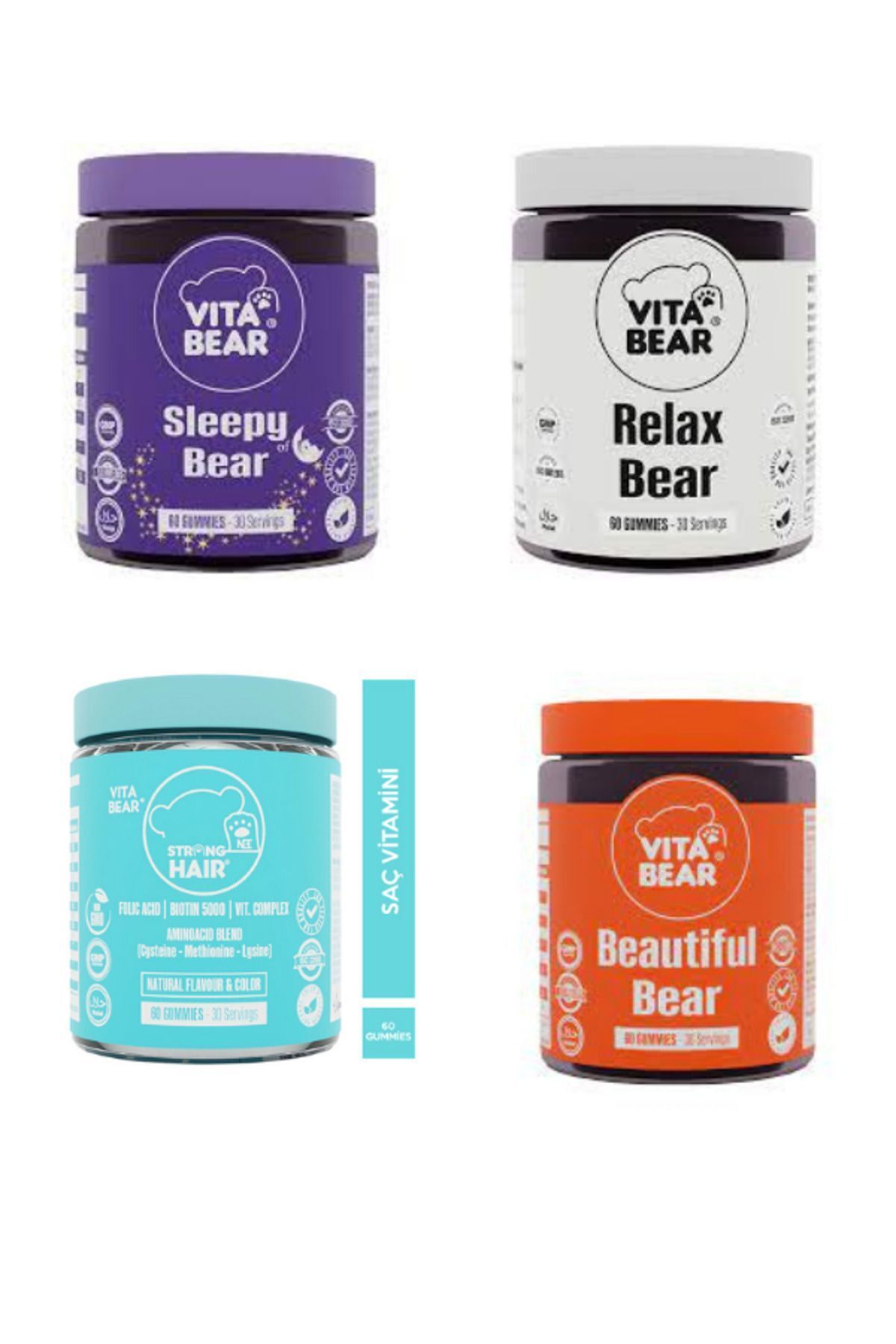 Vita Bear sleepy Bear 60 Gummy & Strong Hair 60 Gummy & Beautiful Bear 60 Gummy & Relax Bear 60 Gumm
