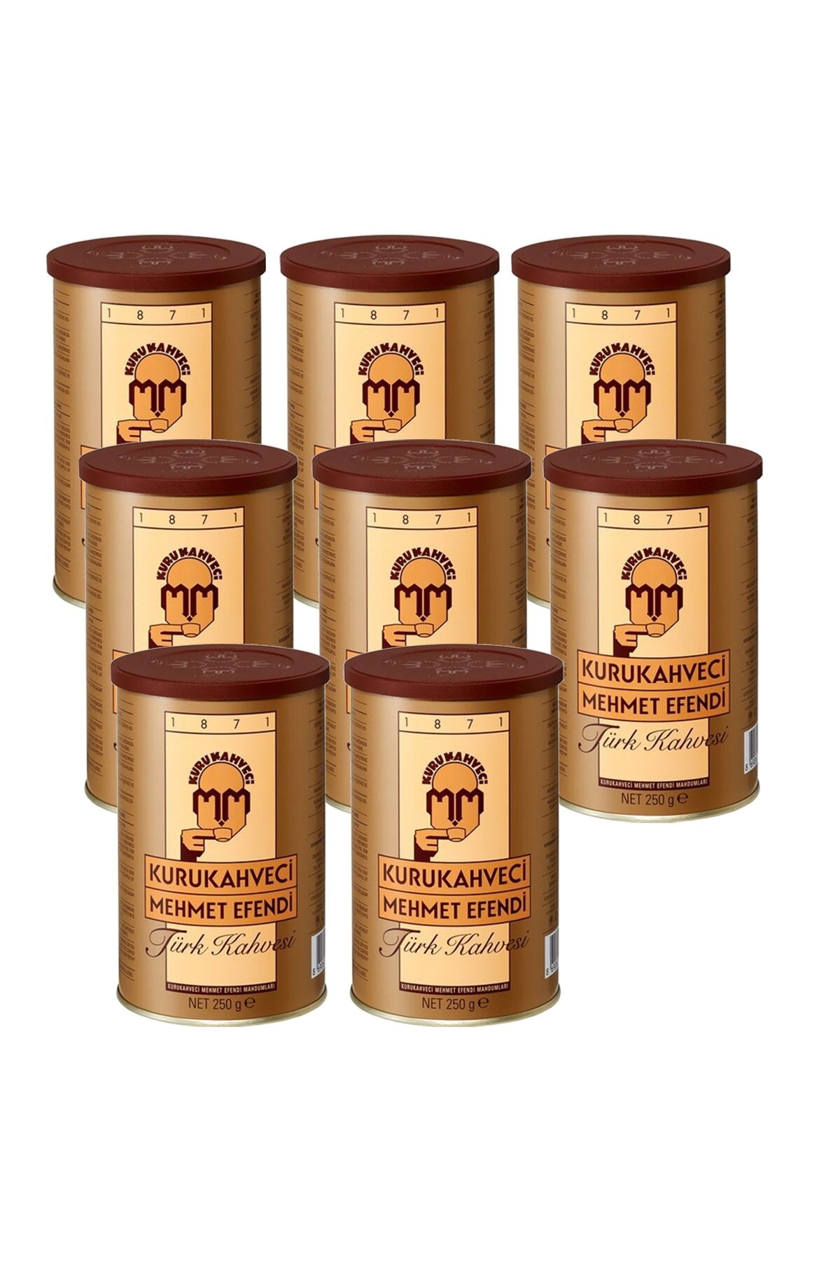 Kurukahveci Mehmet Efendi Türk Kahvesi 250 G Teneke Ambalaj X 8 Adet 8690627023401