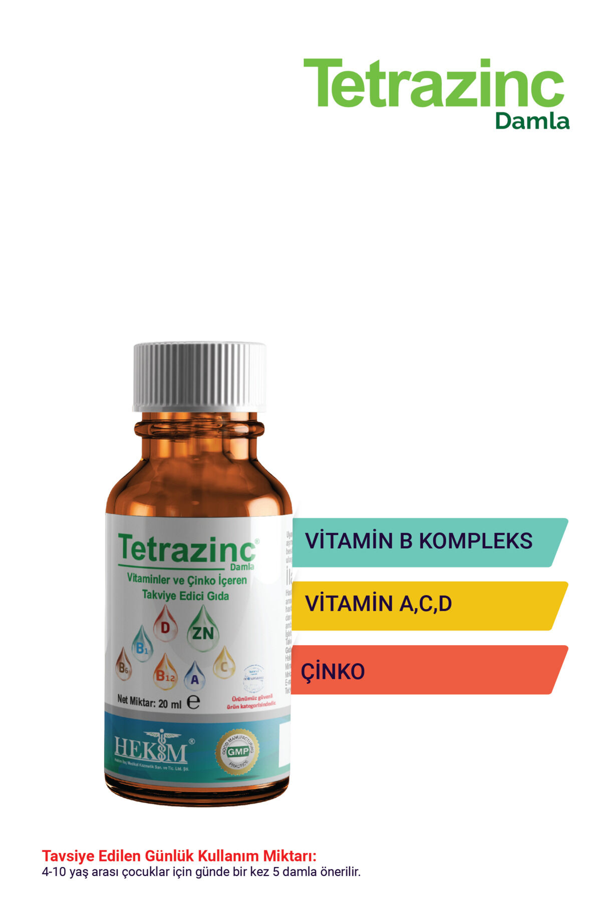 A Vitamini, C Vitamini, D Vitamini, B12 Damla 20 ml - Egzotik Meyve Aromalı