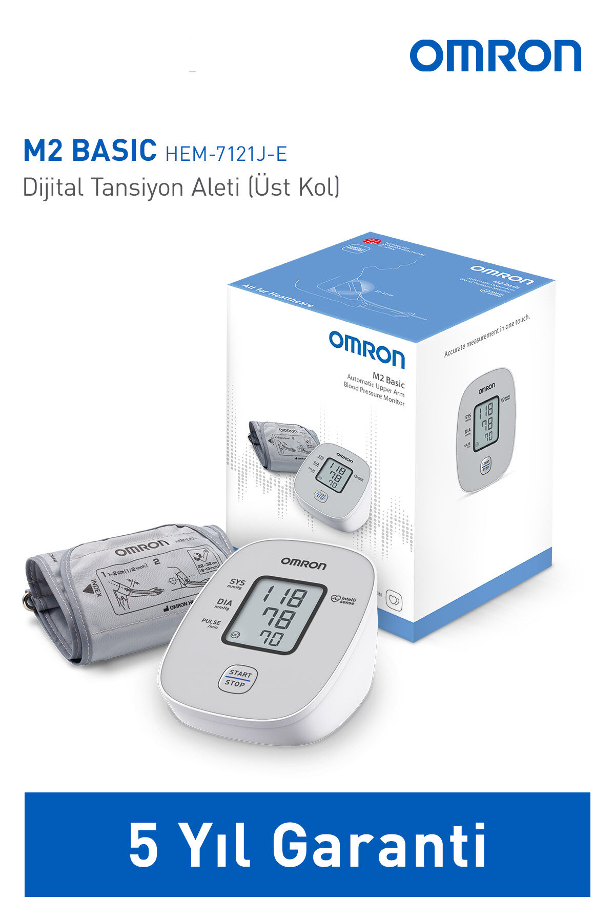 M2 Essential Üst Koldan Pilli Dijital Tansiyon Aleti – Hipertansiyon Göstergeli (M2 Basic)