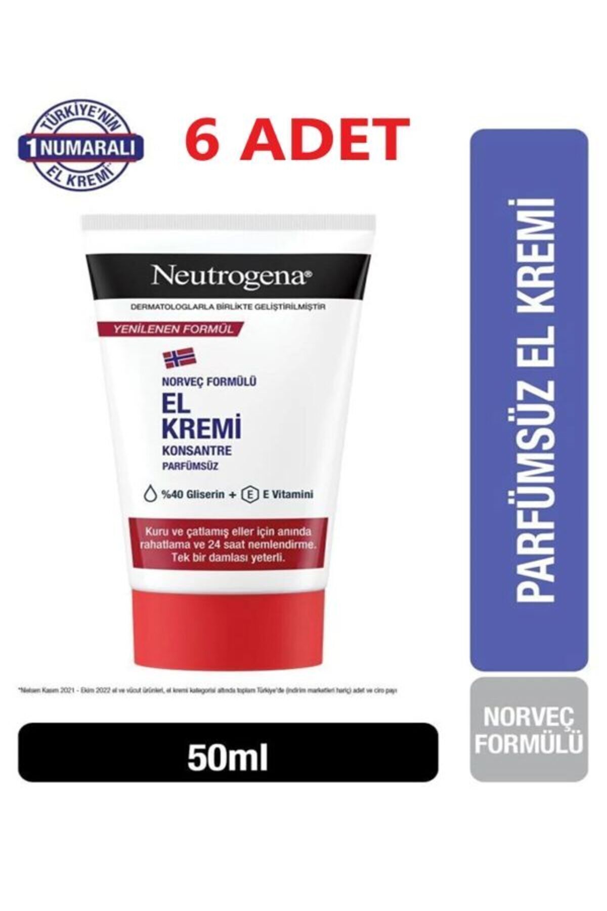 Norveç Formülü El Kremi Parfümsüz 50 ml 6 ADET