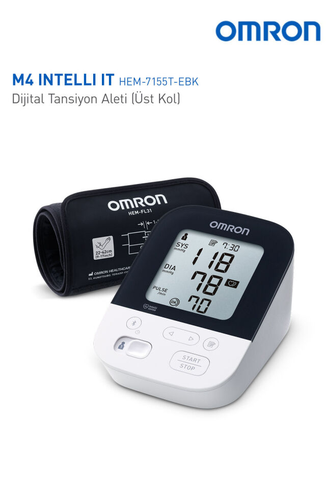 M4 Intelli IT Üst Koldan Tansiyon Aleti – Bluetooth, Akıllı Manşetli, 2 Kullanıcılı, 5 Yıl Garantili