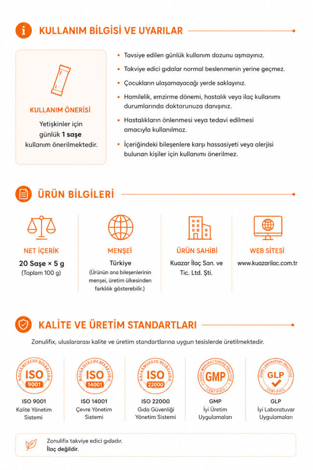 Zonulifix N-Bütirik Asit, L-Glutamin, Kuersetin 20 Şase