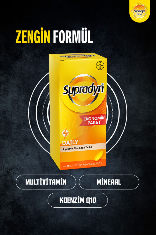 Energy Daily 60 Film Kaplı Tablet | Koenzim Q10, Multivitamin ve Mineral