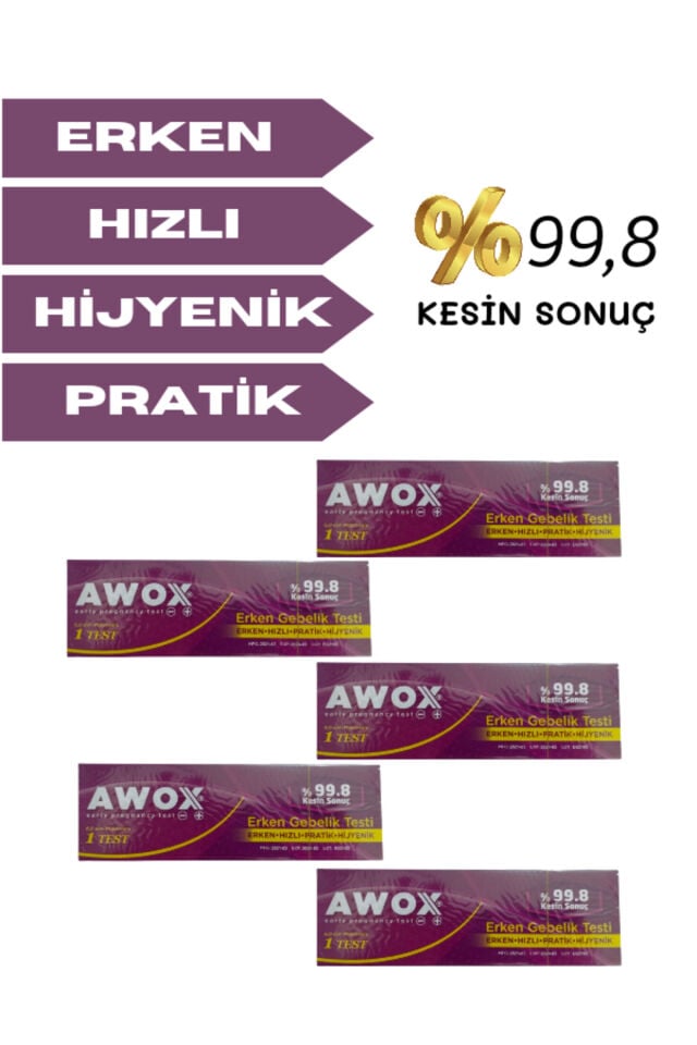 Erken Gebelik Testi AWOX Erken Gebelik Testi %99,8 Kesin Sonuç- 5ADET