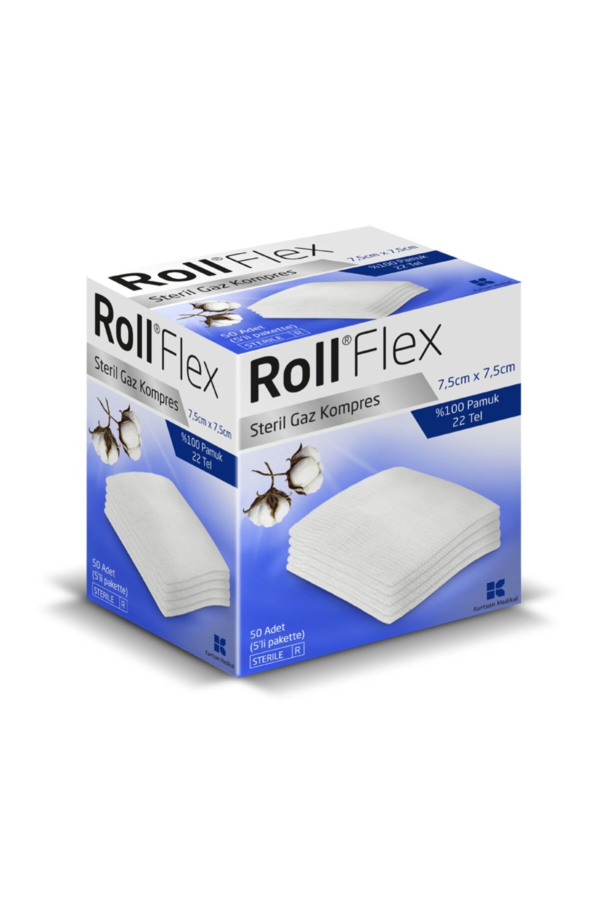 Roll Flex Steril Gaz Kompres 7,5cm x 7,5cm 100'lü 3 ADET