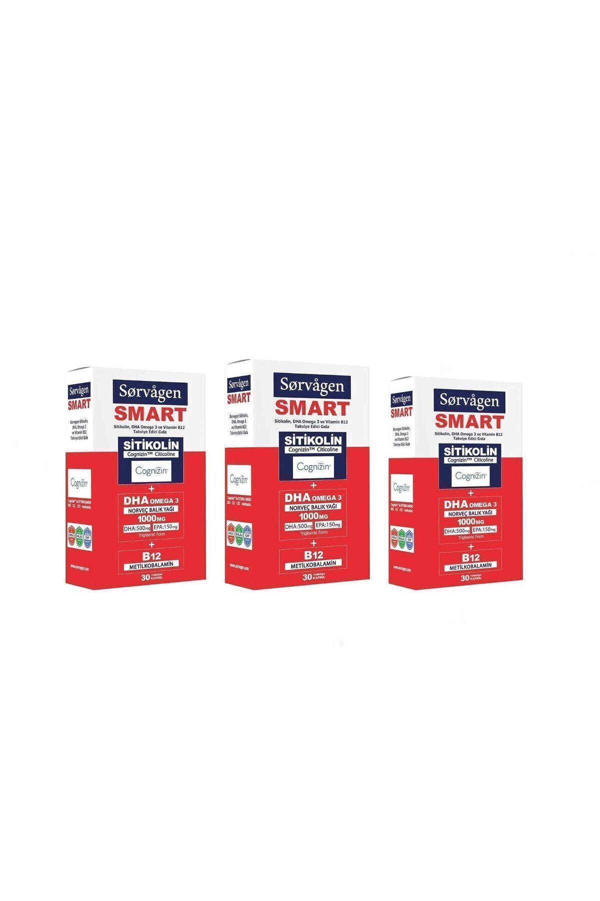 SORVAGEN SMART SİTİKOLİN DHA OMEGA 3 VE B12 30 KAPSÜL X 3